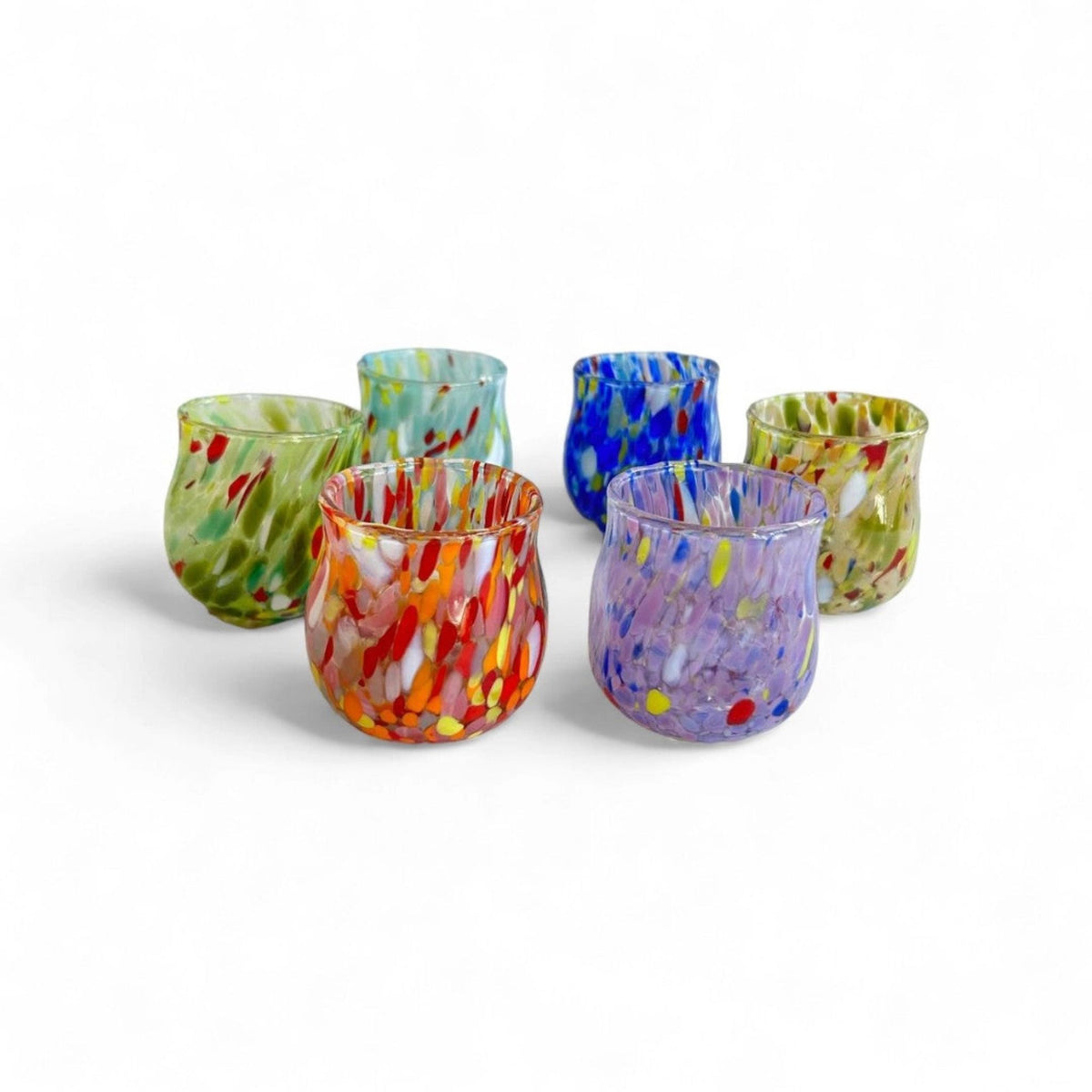 Set of 6 - Handcrafted Blown Glass Shot Glasses - Made in Italy