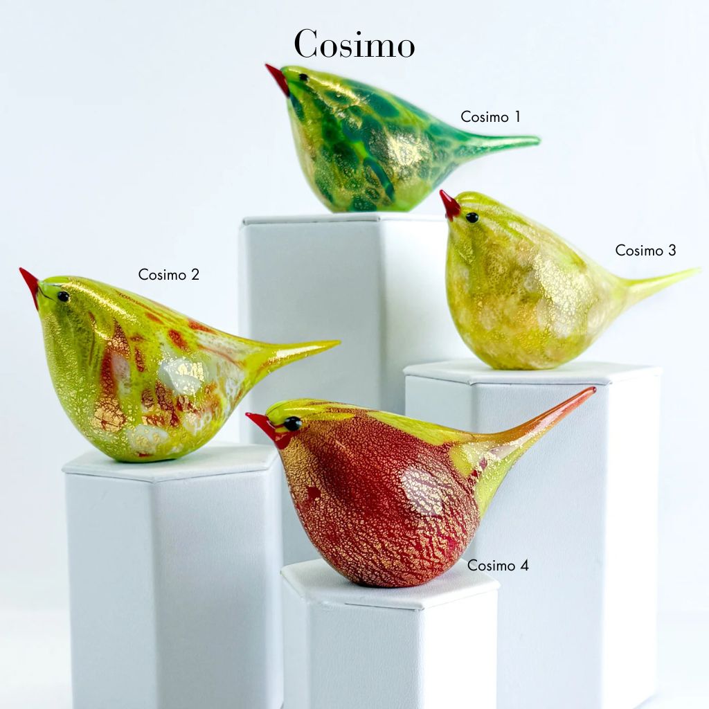 Murano Glass Chirpie Bird Figurine - Cosimo - Yellow, 24k gold - My Italian Decor