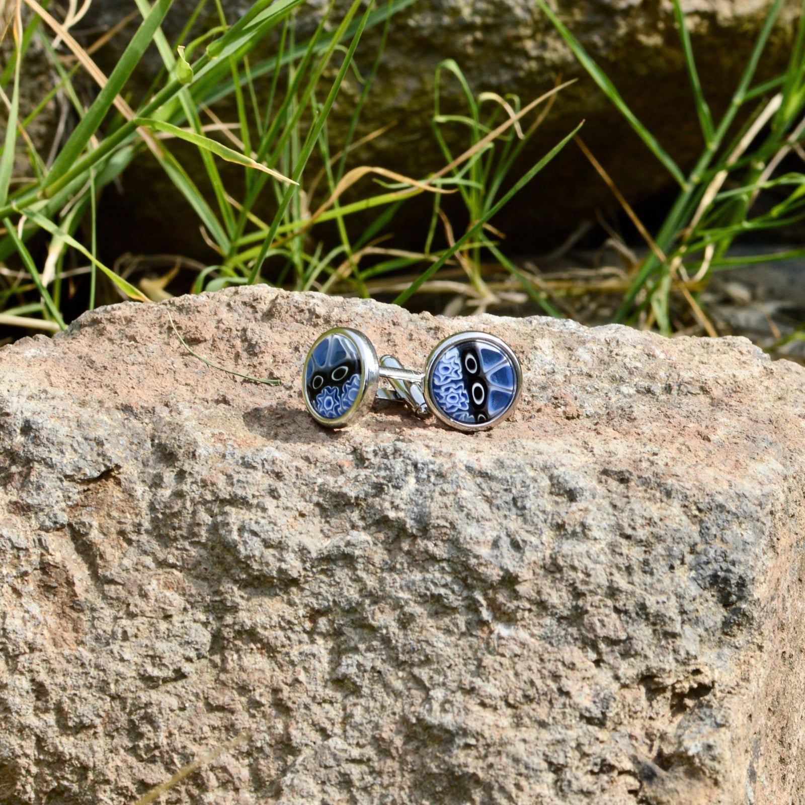 Handcrafted Murano glass cufflinks by My Italian Decor, featuring colorful Italian glass in a stylish cufflink design.