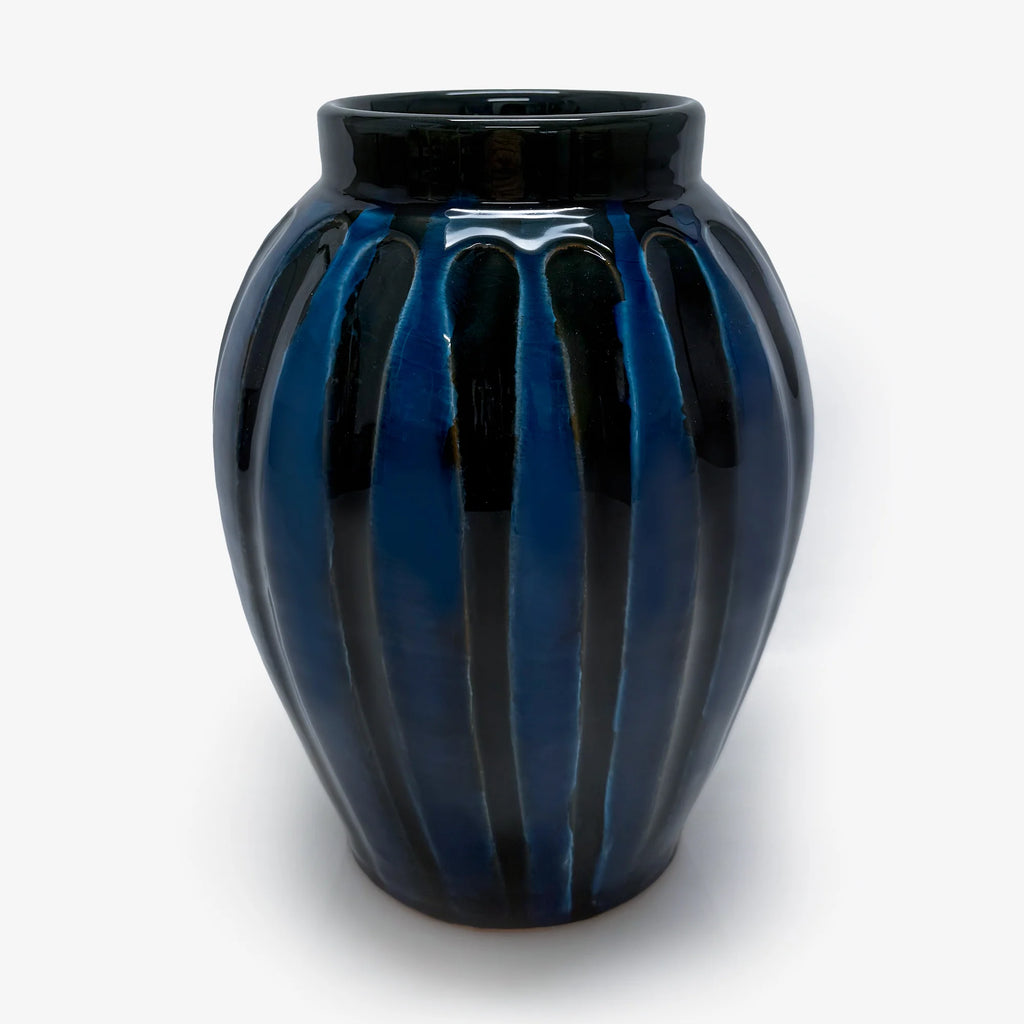 Large Blue Ceramic Vase, La Gabbianella Made in Italy