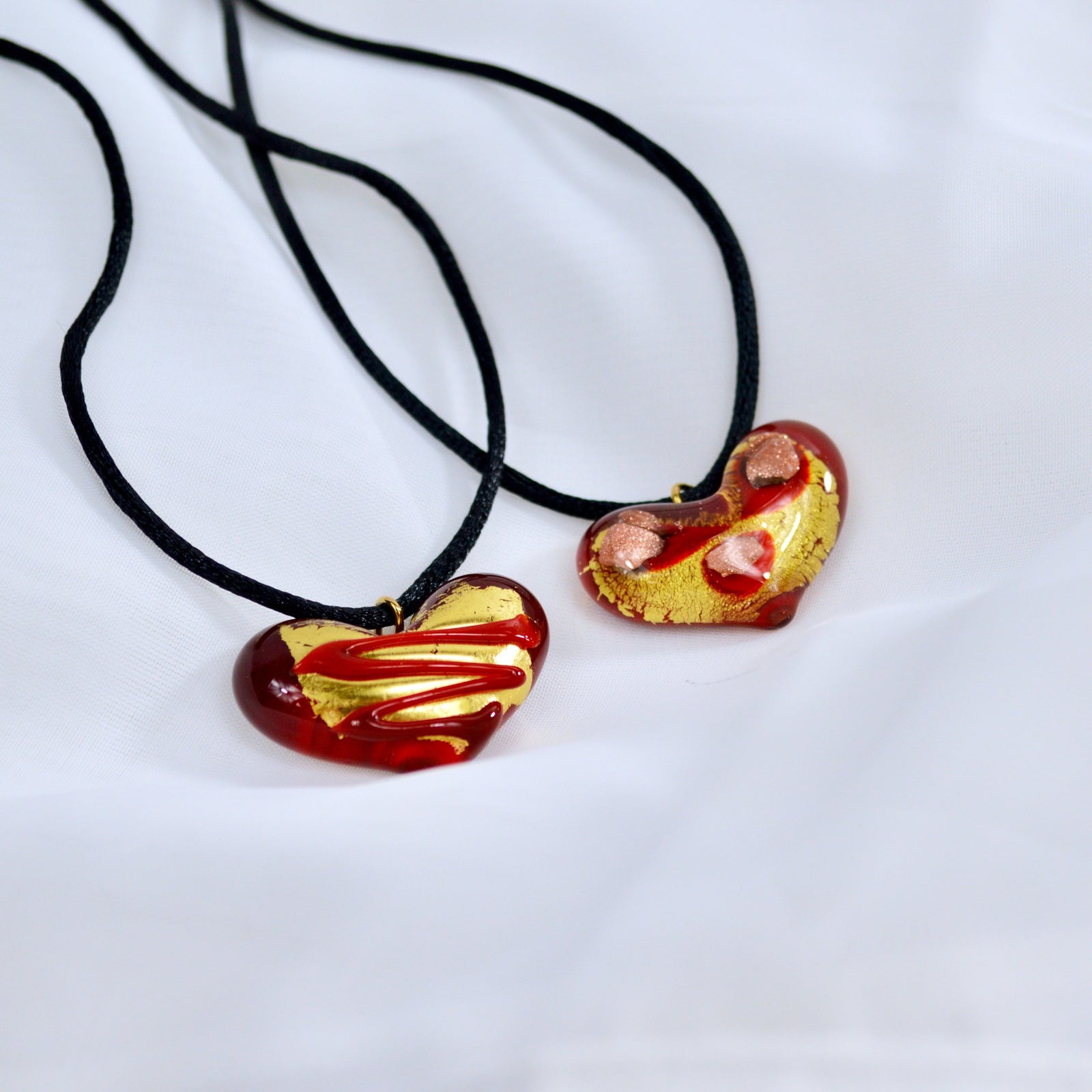 Glass Of Venice Murano Glass Heart Pendant - Handmade In Italy, Red With Gold & Silver Accents