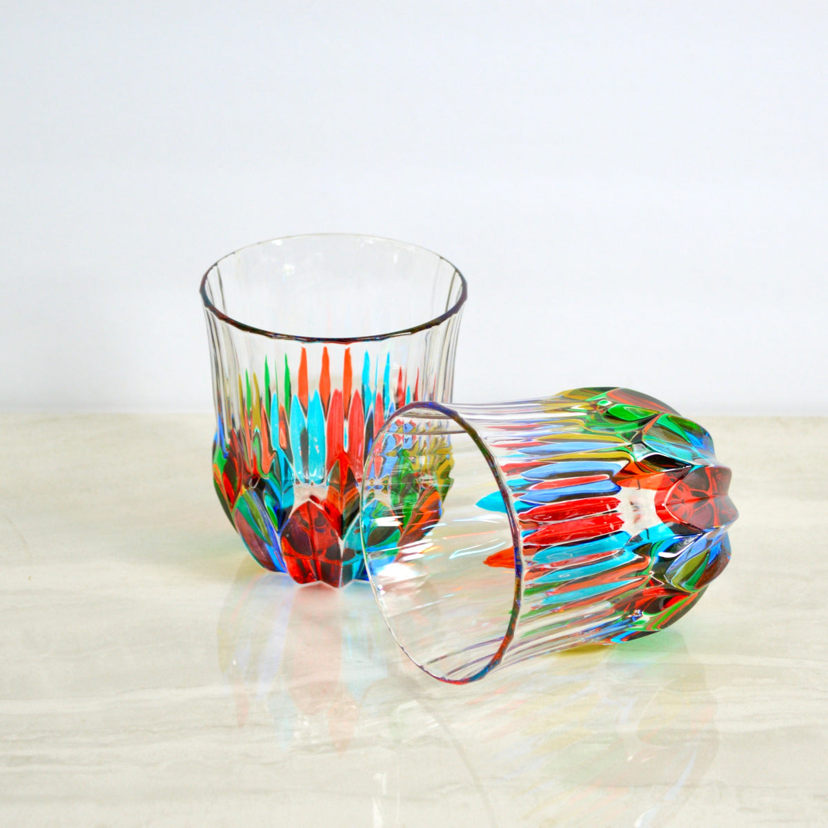 Italian Crystal Demi Swatch Short Drinking Glasses, Set of 2 - My Italian Decor
