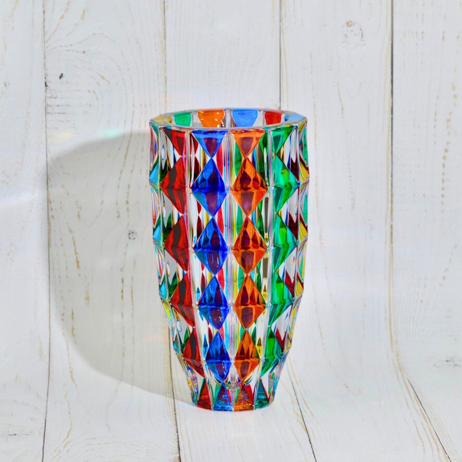 Diamond Vase, Hand Painted Crystal, Made in Italy - My Italian Decor