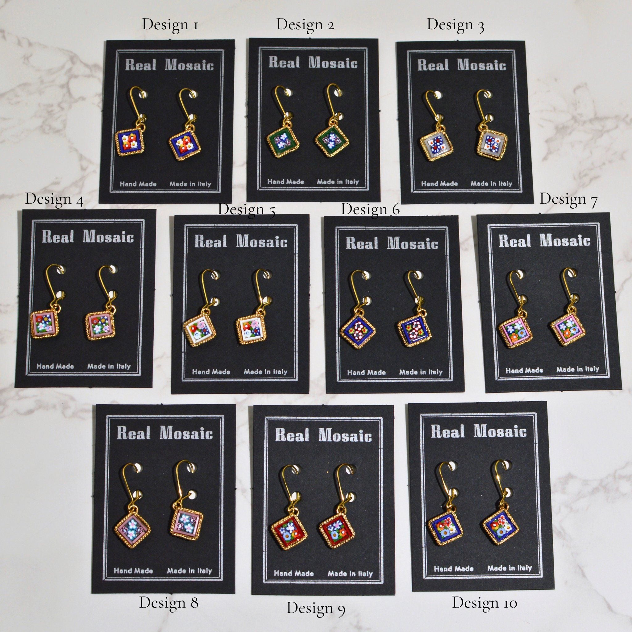 Florentine Micro Mosaic Earrings, Diamond Shape, Made in Italy - My Italian Decor