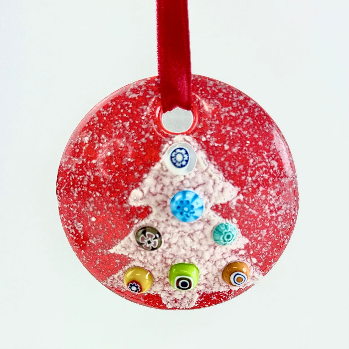 Mini Glass Disc Ornament - Millefiori Tree