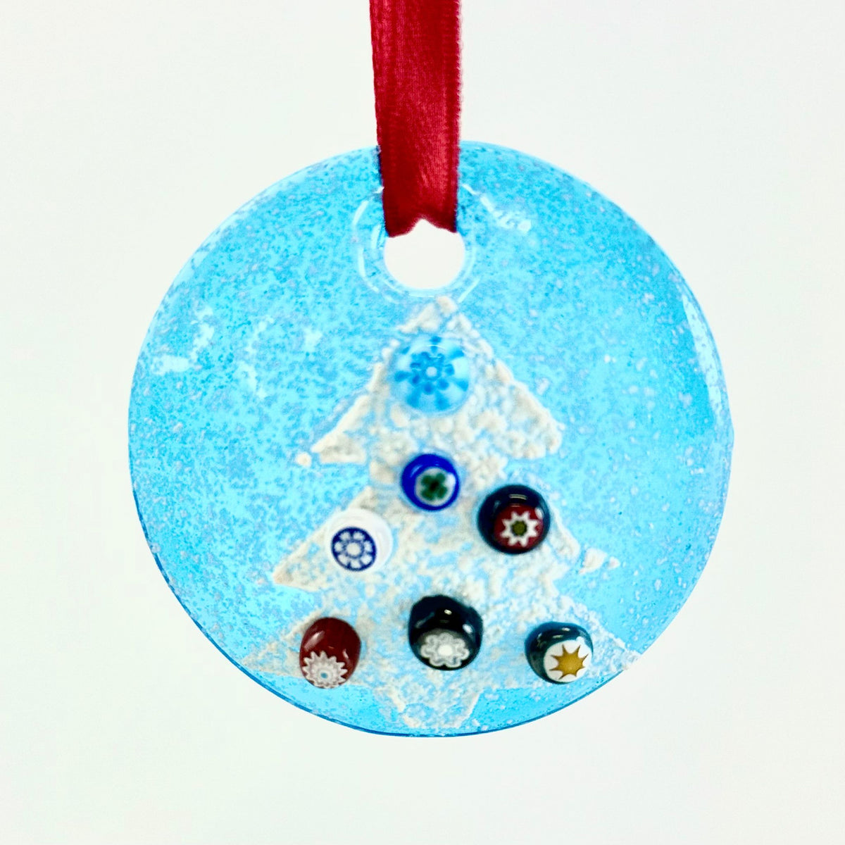 Mini Glass Disc Ornament - Millefiori Tree