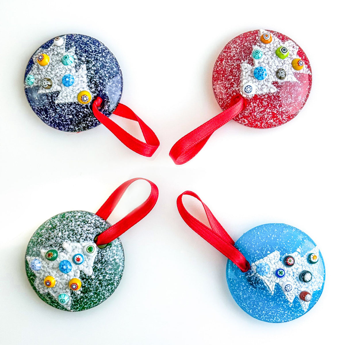 Mini Glass Disc Ornament - Millefiori Tree