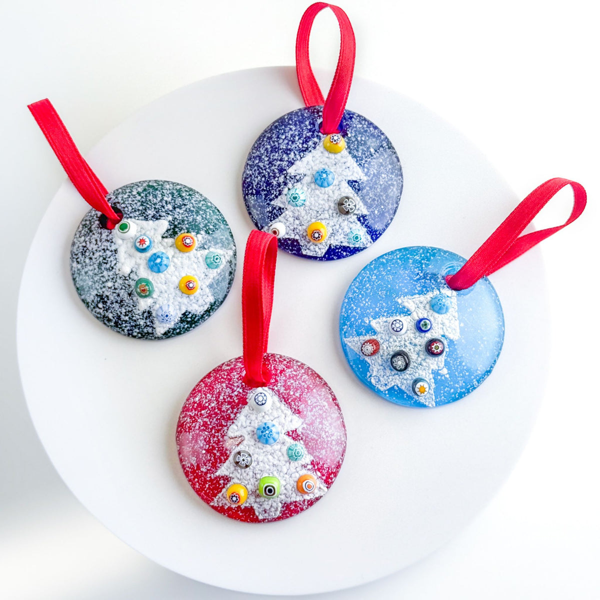 Mini Glass Disc Ornament - Millefiori Tree