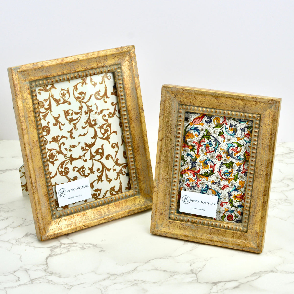 Italian Florentine Carved Wood Gold Distressed Photo Frame