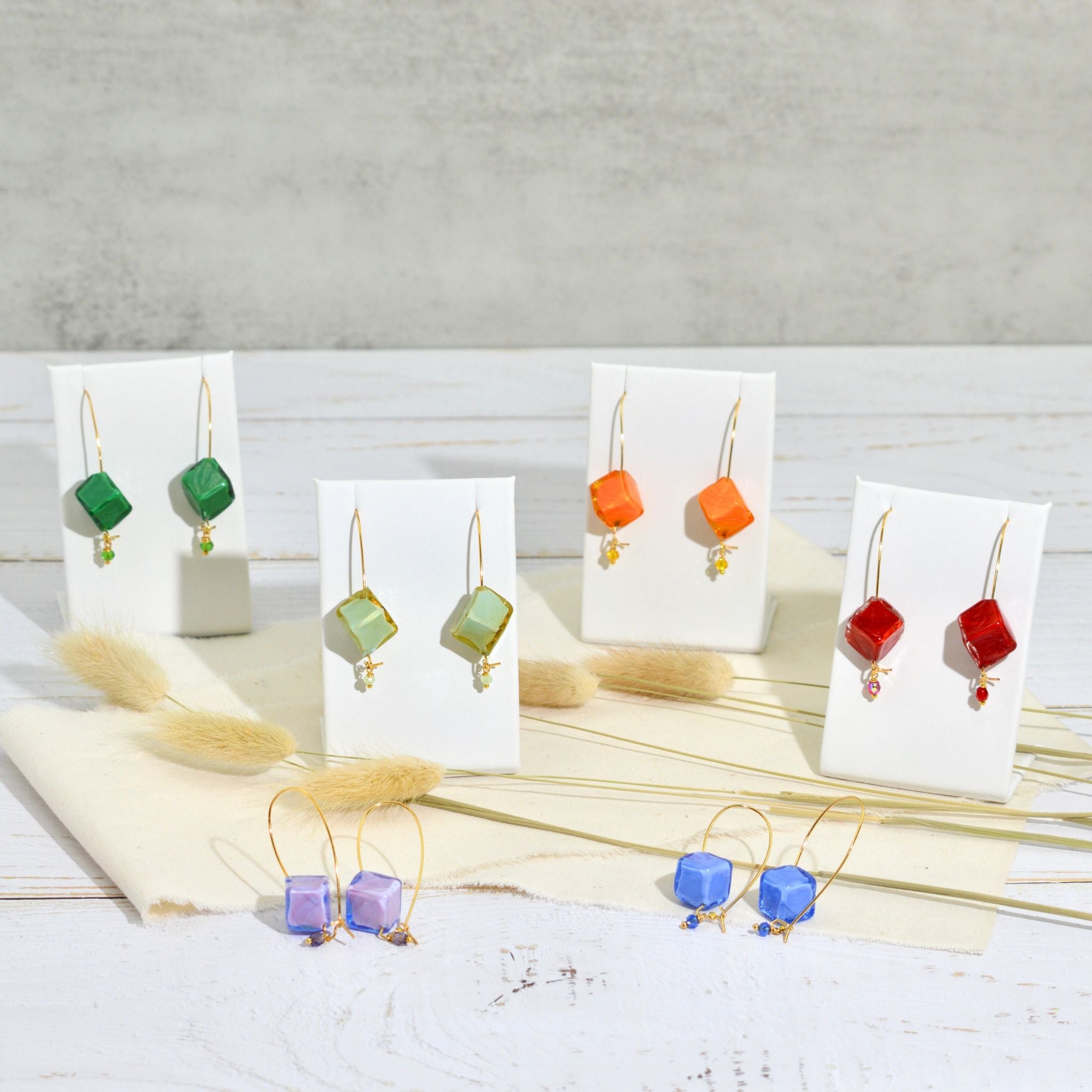 Handcrafted Murano Glass Dolce Earrings in gold, featuring vibrant glasswork, designed by My Italian Decor.
