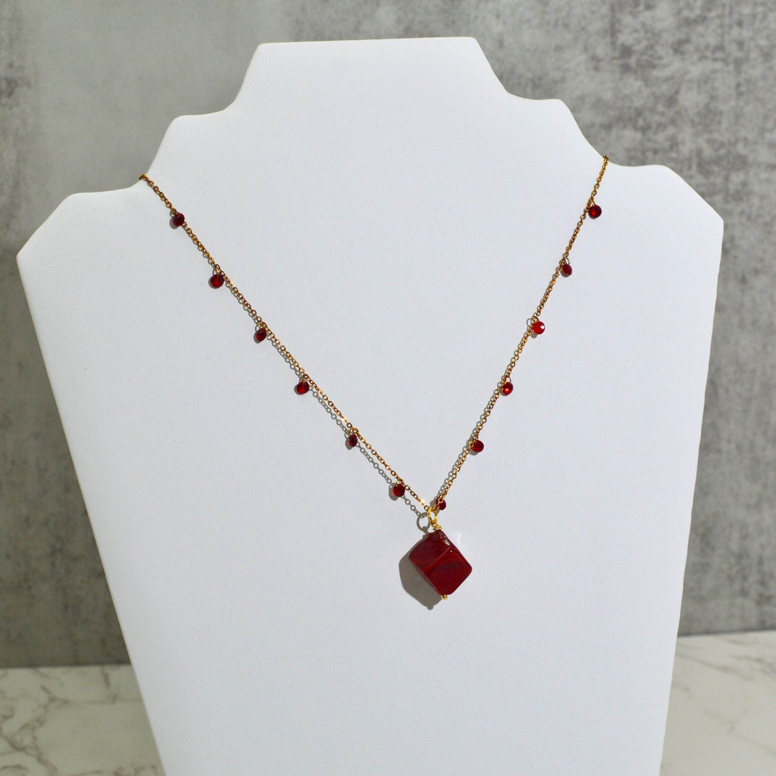 Handcrafted Murano Glass Dolce Necklace with colorful cube beads on a silver chain, showcasing vibrant Italian design.