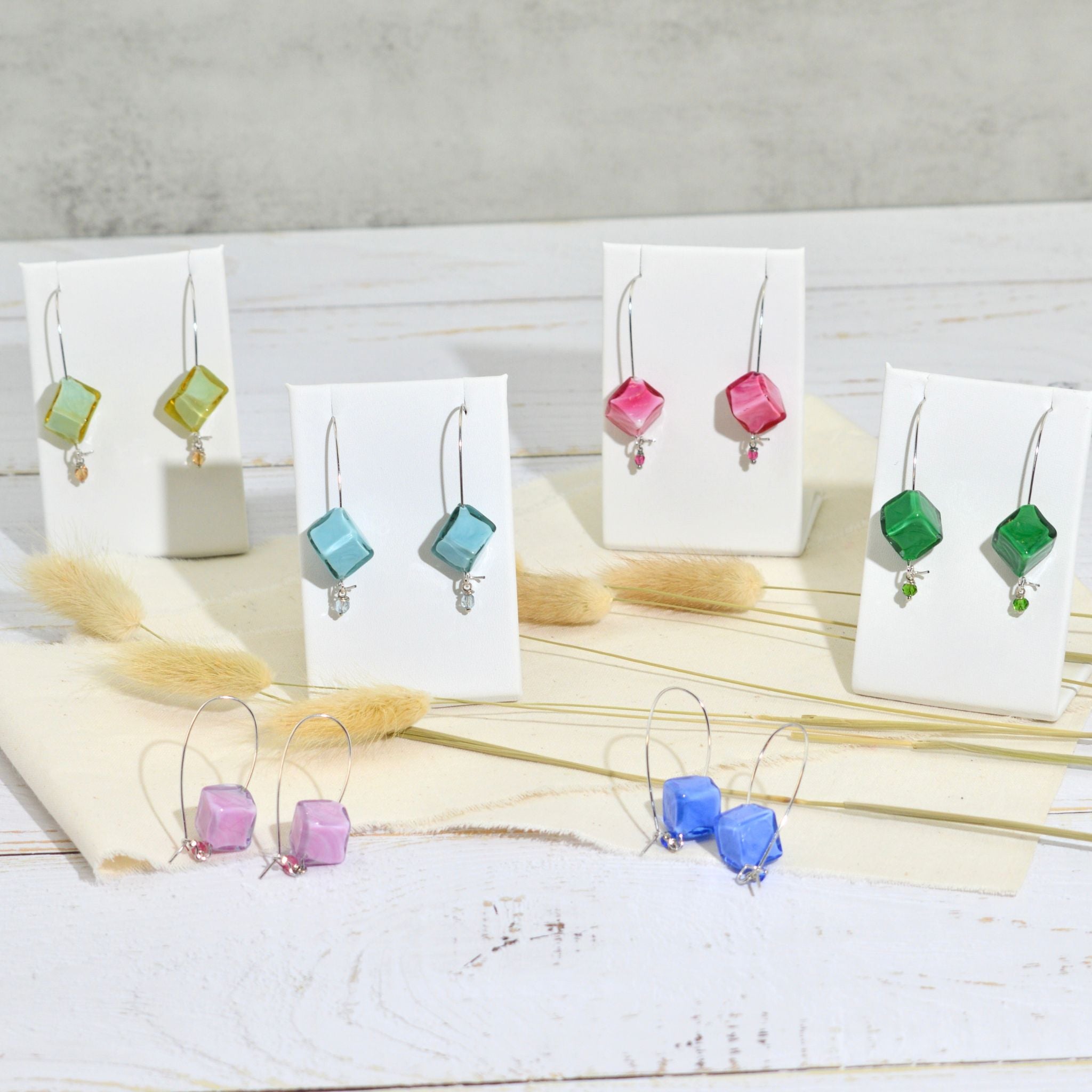 Handcrafted Murano Glass Dolce Earrings in silver, featuring vibrant glass beads, made in Italy, by My Italian Decor.