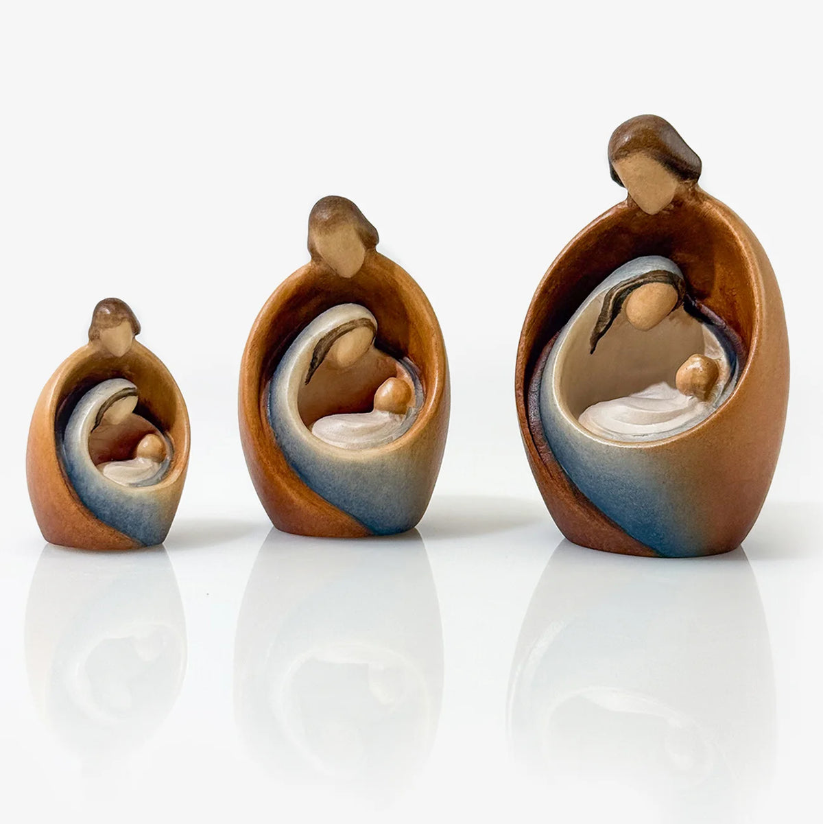 Modern Wooden Holy Family, Three Sizes, Made in Italy