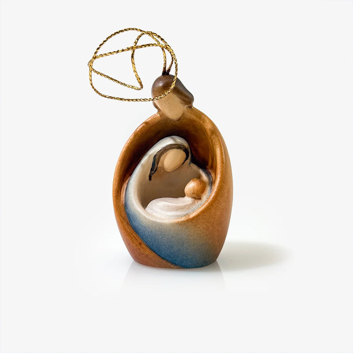 Modern Wooden Holy Family Hanging Ornament