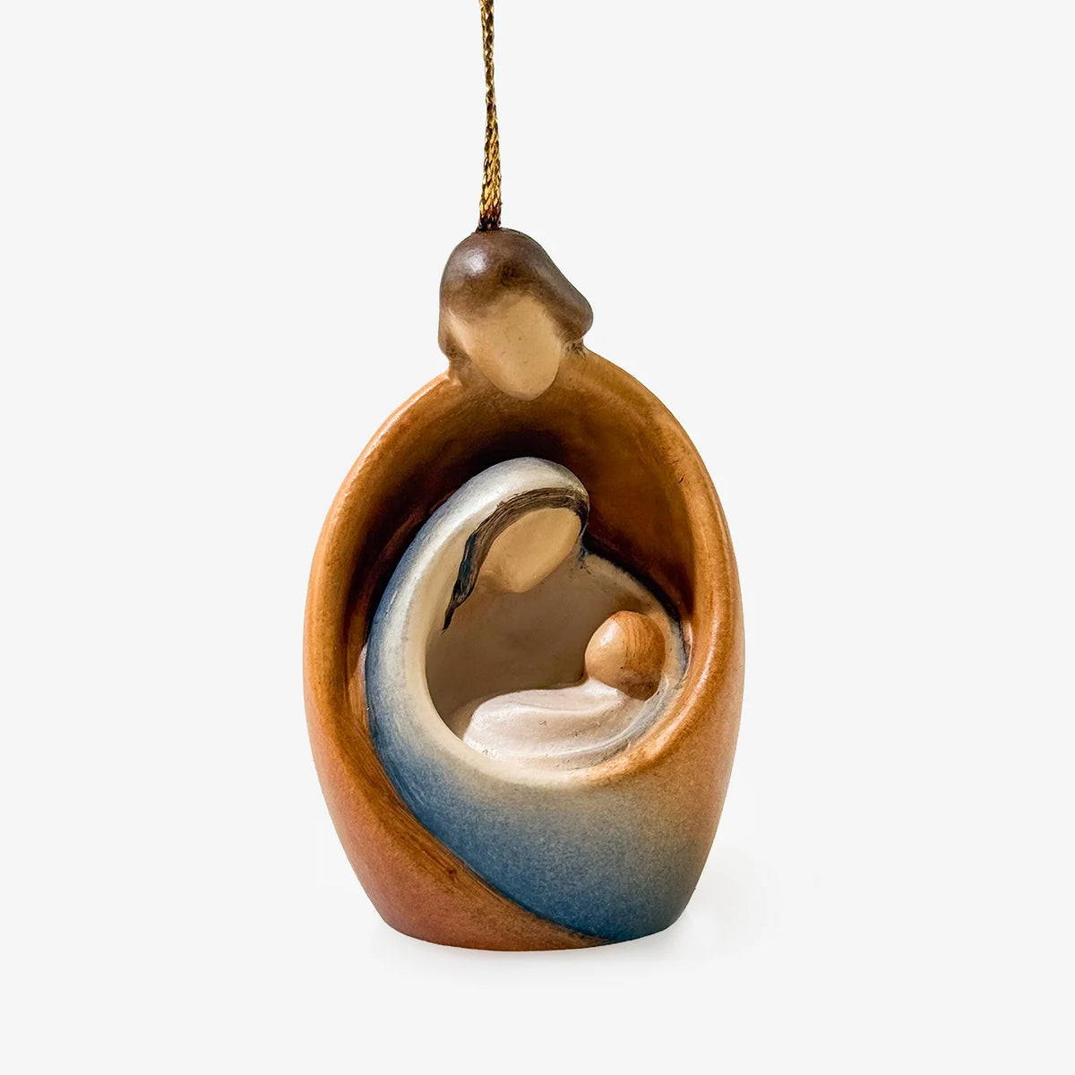 Modern Wooden Holy Family Hanging Ornament