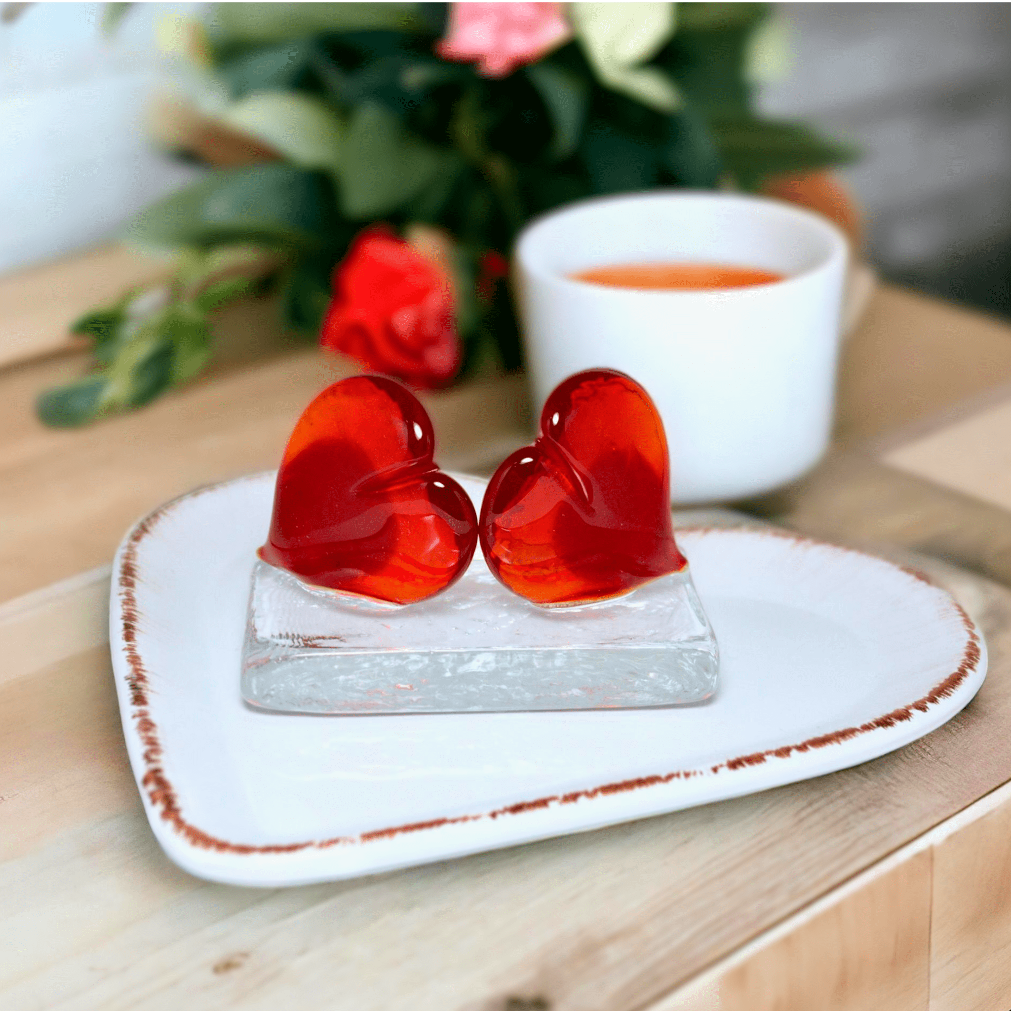 Bianco E Marghera in Vaschetta Di Vetro Con La Scrta Cuore Bianco Bianco E Marghera in Vaschetta Di Vetro Con La Scrta Cuore Bianco