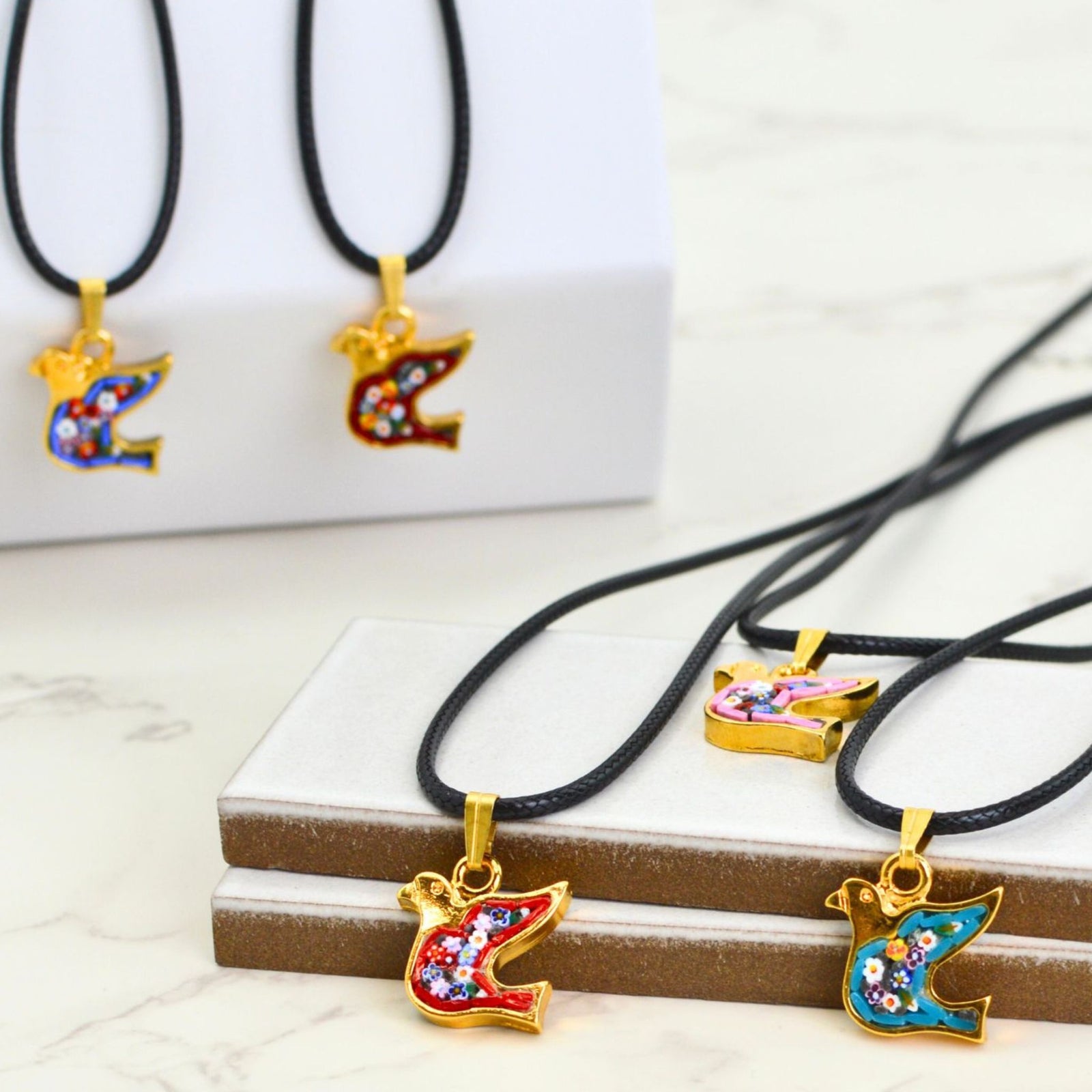 Florentine Mosaic Dove Pendant, Handcrafted in Italy - My Italian Decor