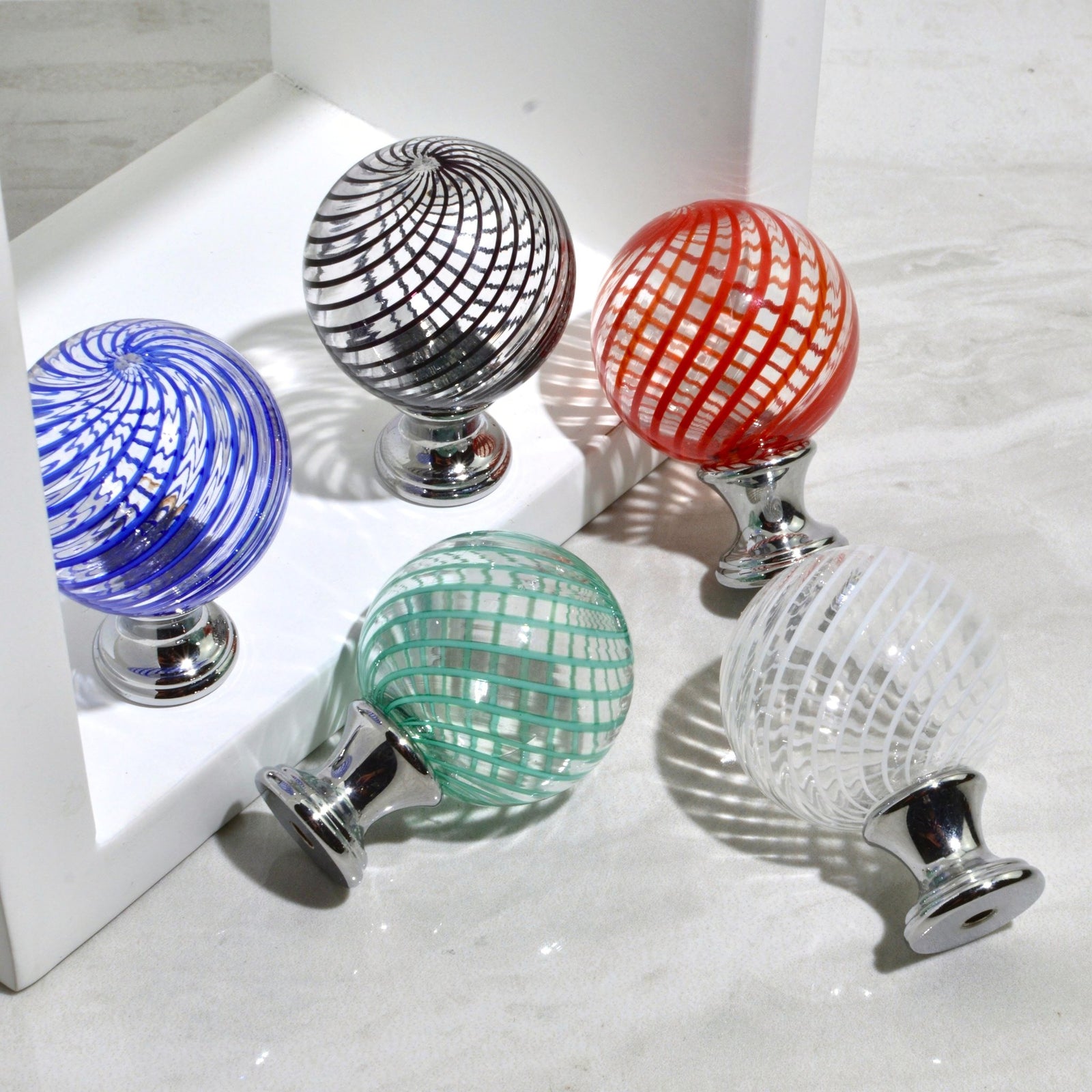 Murano Glass Filigrana Cabinet/Drawer Knob Pull, Made in Italy - My Italian Decor