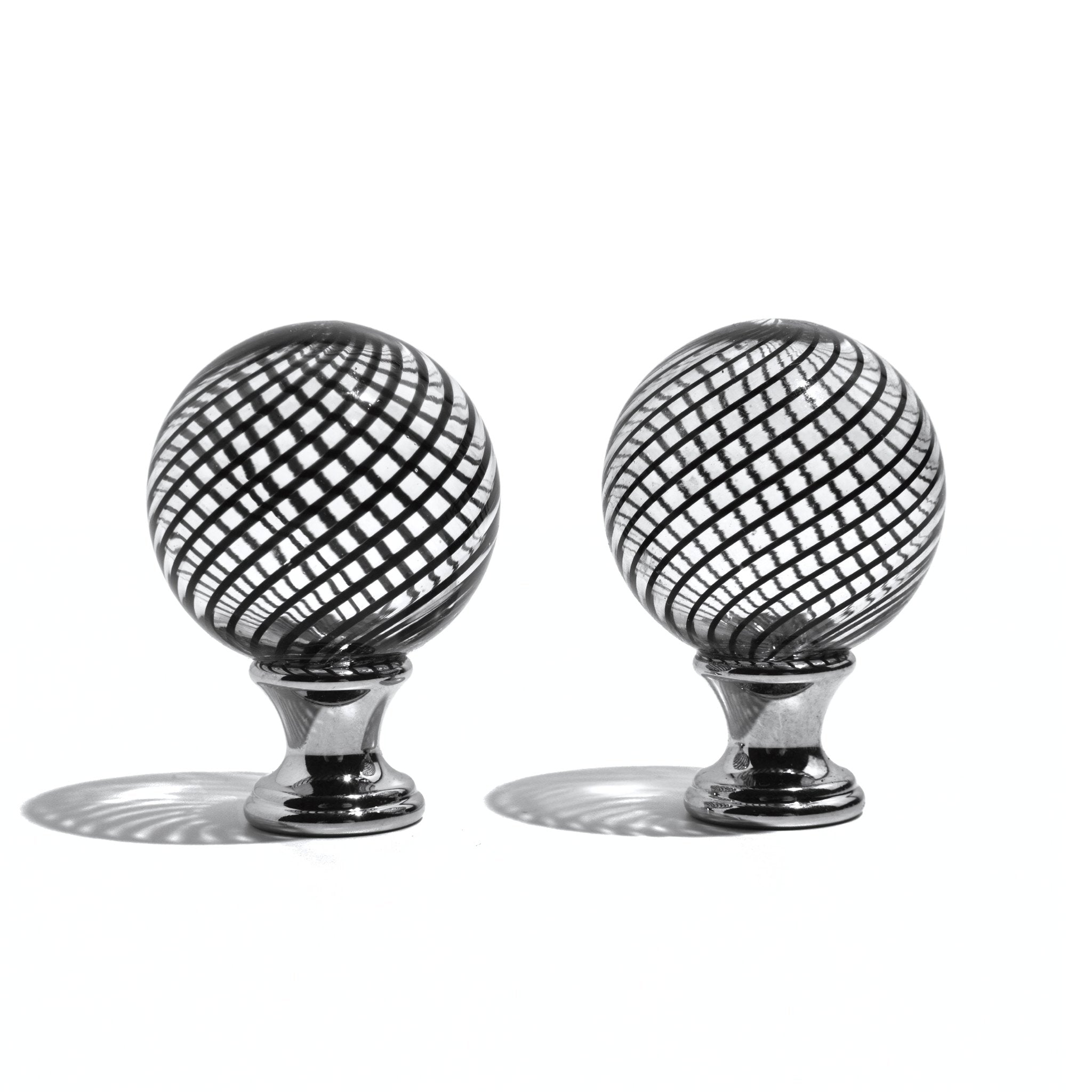 Black Murano glass Filigrana cabinet drawer knob pull with Italian craftsmanship, designed for elegant home and furniture decor.