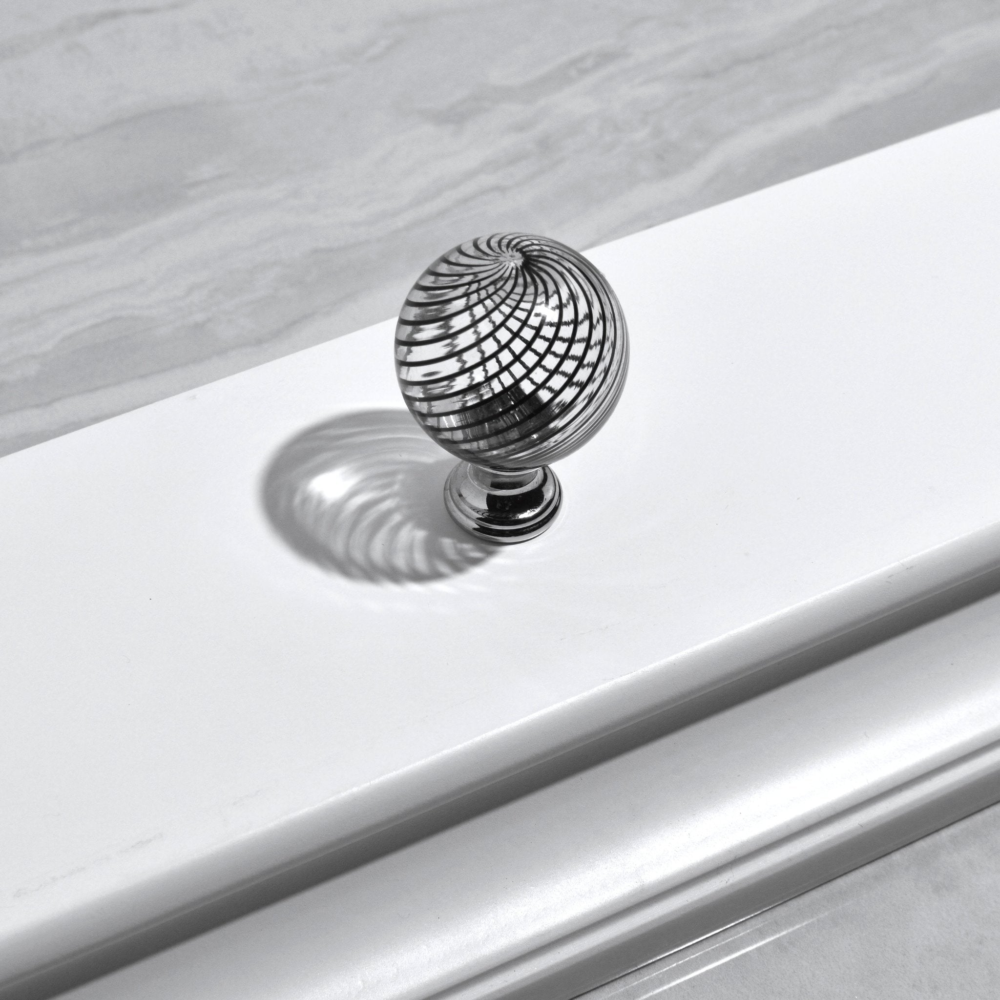 Murano Glass Filigrana Cabinet/Drawer Knob Pull, Made in Italy Black Murano Glass Filigrana Cabinet/Drawer Knob Pull, Made in Italy Black