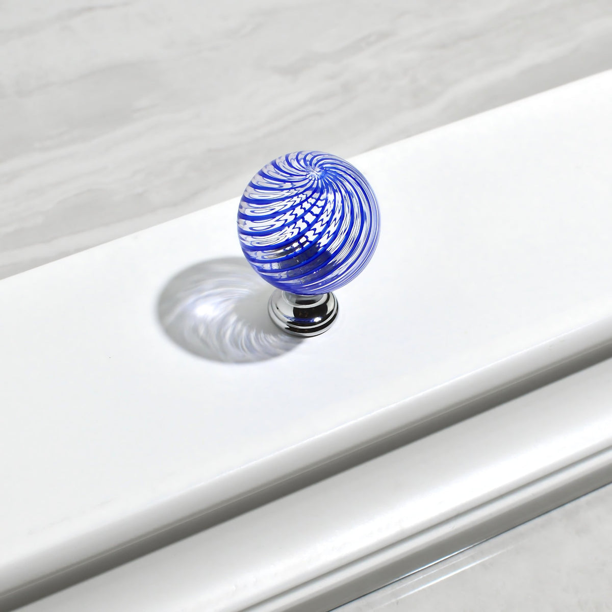 Murano Glass Filigrana Cabinet/Drawer Knob Pull, Made in Italy