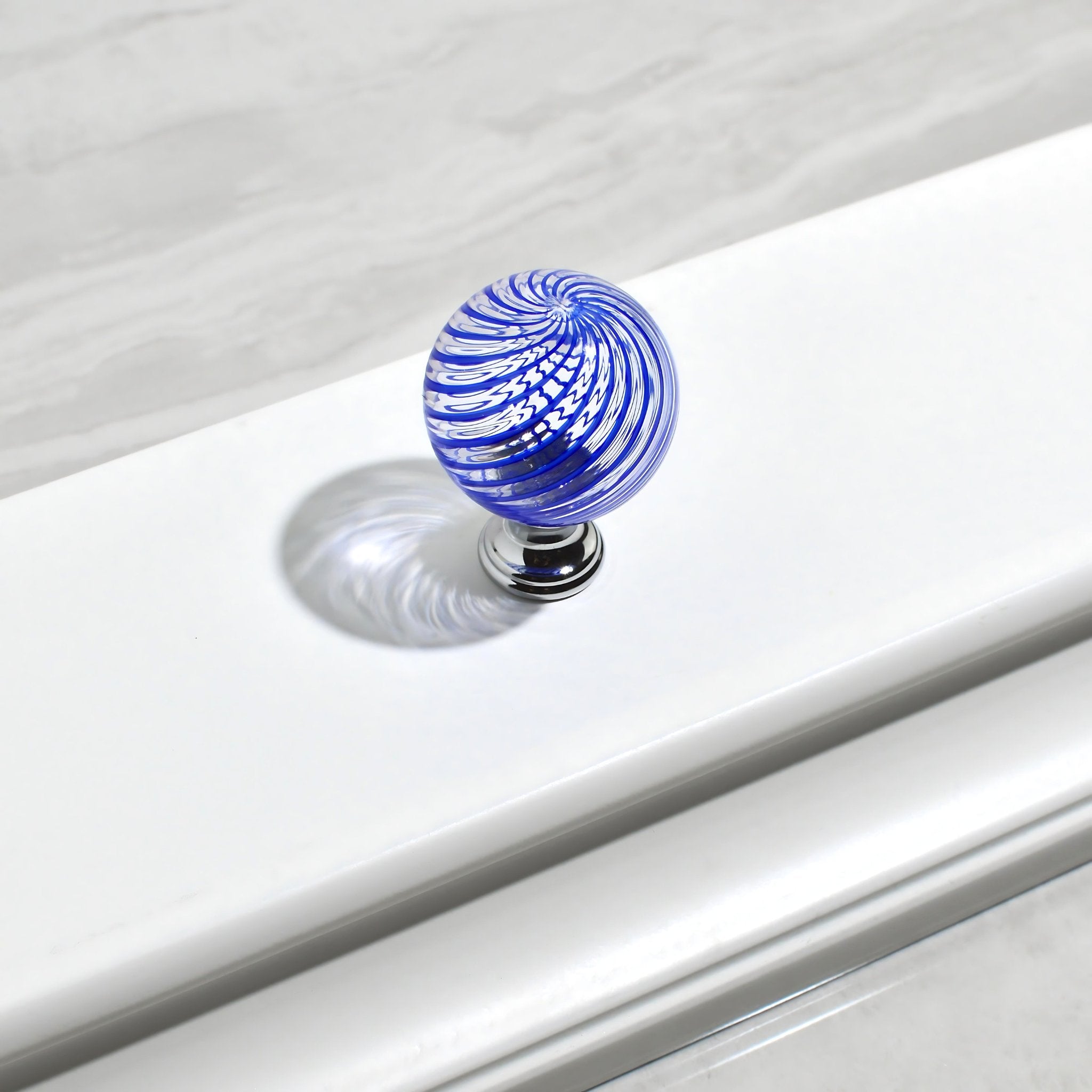 Murano Glass Filigrana Cabinet/Drawer Knob Pull, Made in Italy Murano Glass Filigrana Cabinet/Drawer Knob Pull, Made in Italy