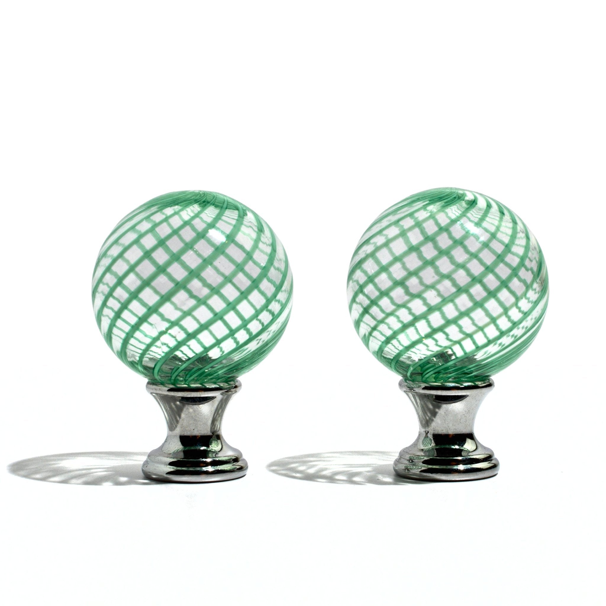 Green Murano glass Filigrana cabinet knob pull by My Italian Decor, handcrafted Italian home decor drawer handle.