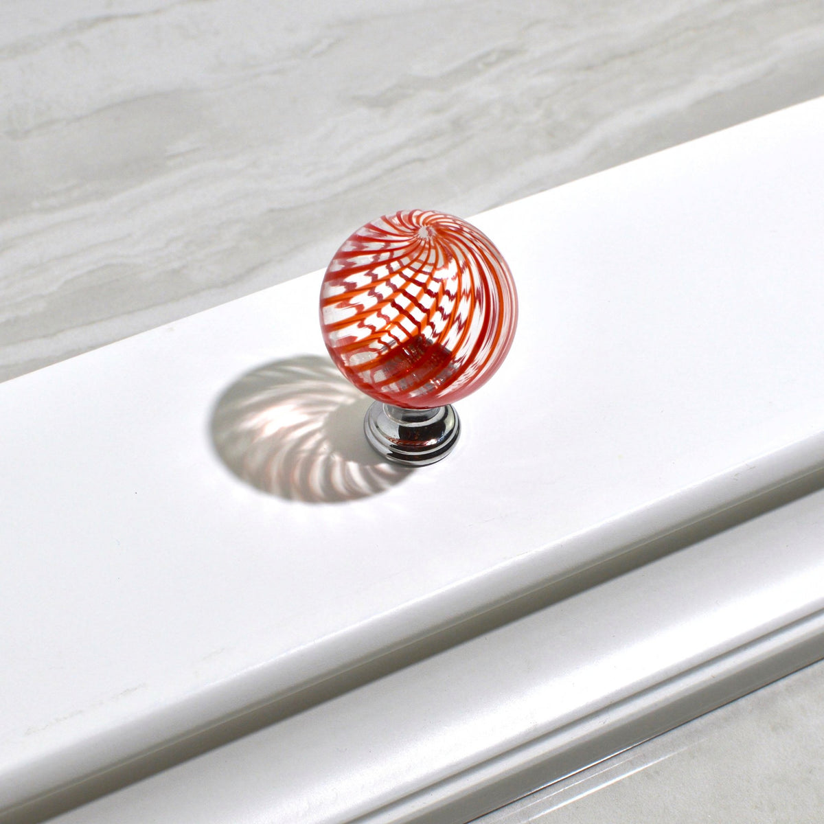 Murano Glass Filigrana Cabinet/Drawer Knob Pull, Made in Italy