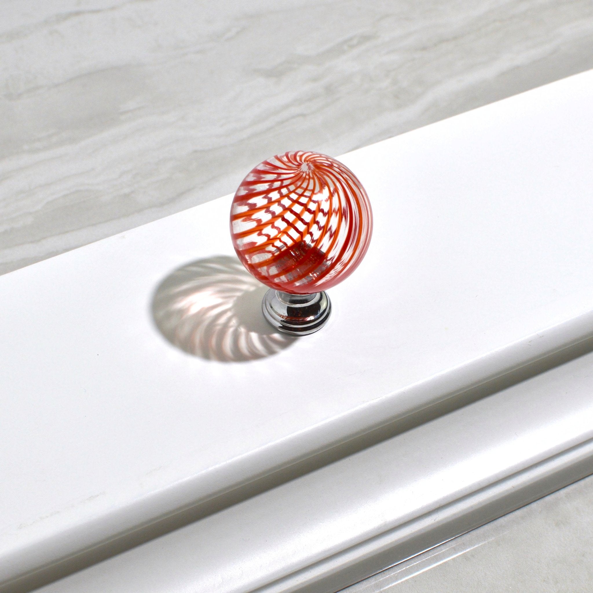 Murano Glass Filigrana Cabinet/Drawer Knob Pull, Made in Italy Murano Glass Filigrana Cabinet/Drawer Knob Pull, Made in Italy