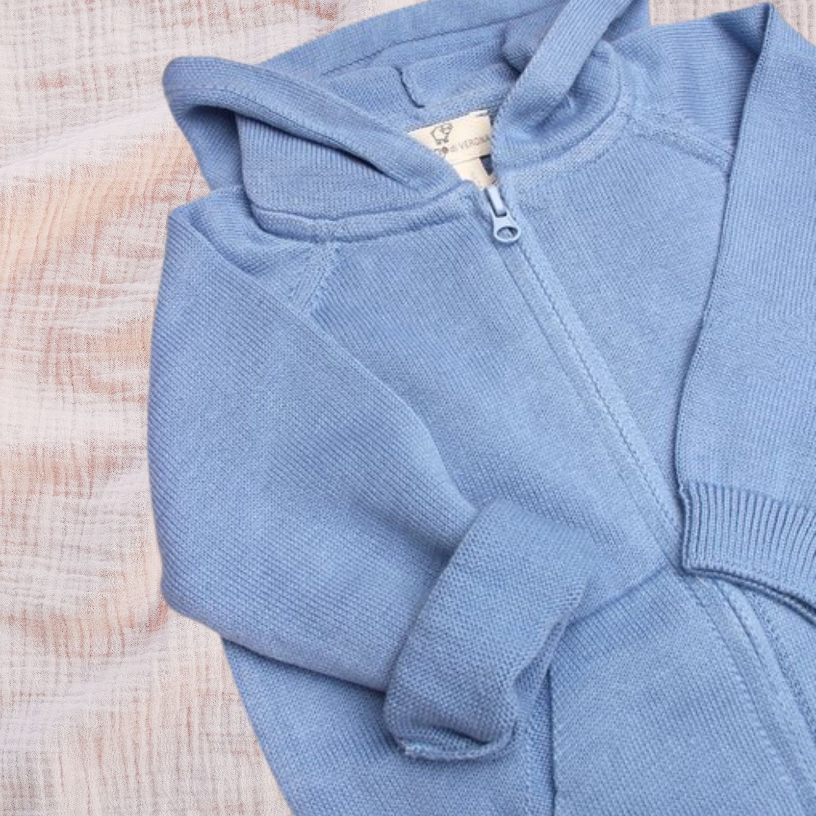 Baby Full-Zip Hoodie Jacket - Organic Cotton Knit - My Italian Decor