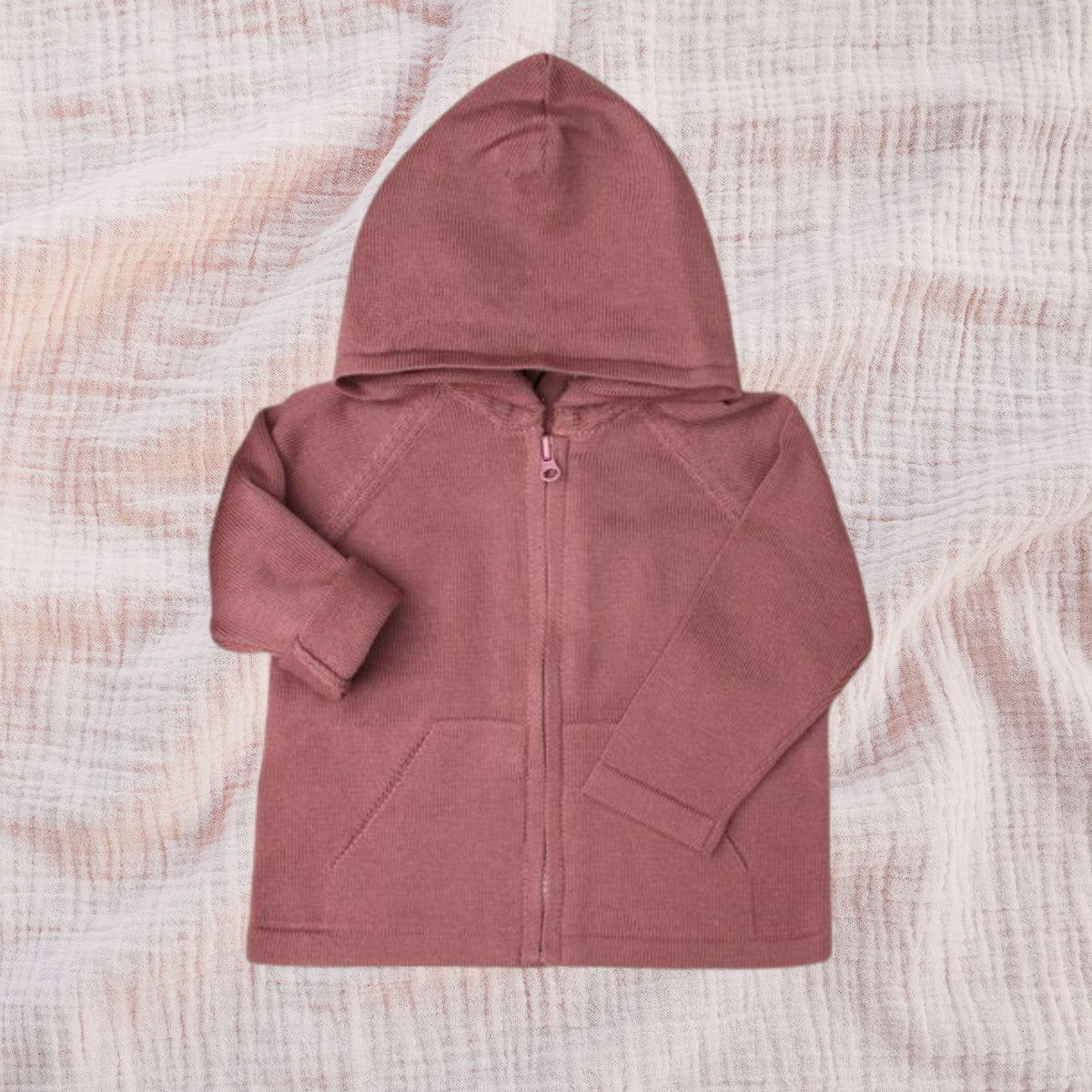 Baby Full-Zip Hoodie Jacket - Organic Cotton Knit - My Italian Decor
