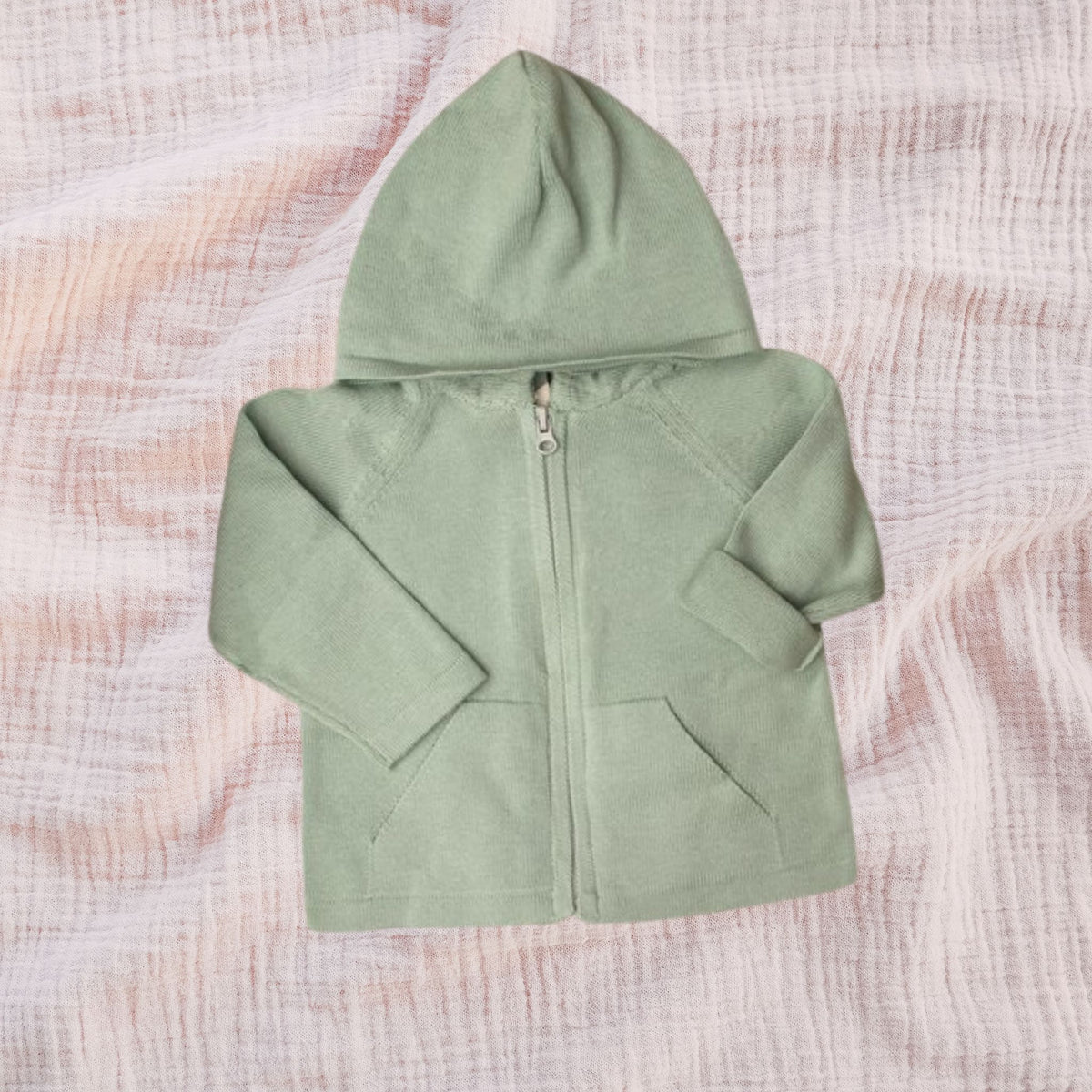 Baby Full-Zip Hoodie Jacket - Organic Cotton Knit - My Italian Decor