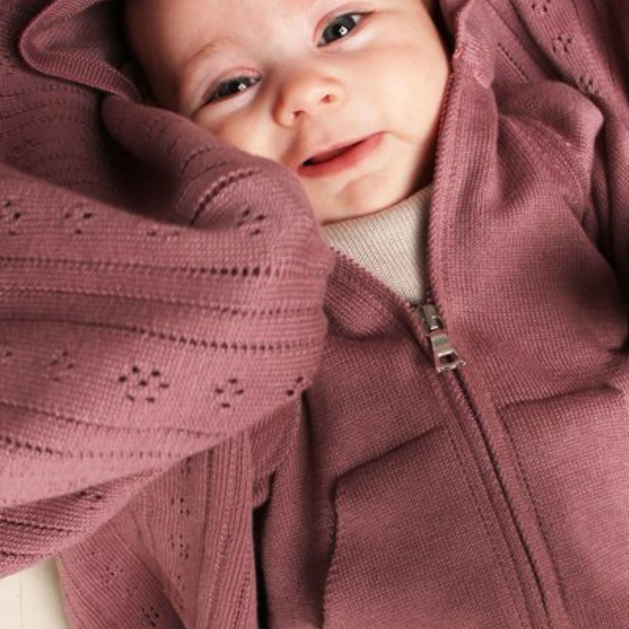Baby Full-Zip Hoodie Jacket - Organic Cotton Knit - My Italian Decor