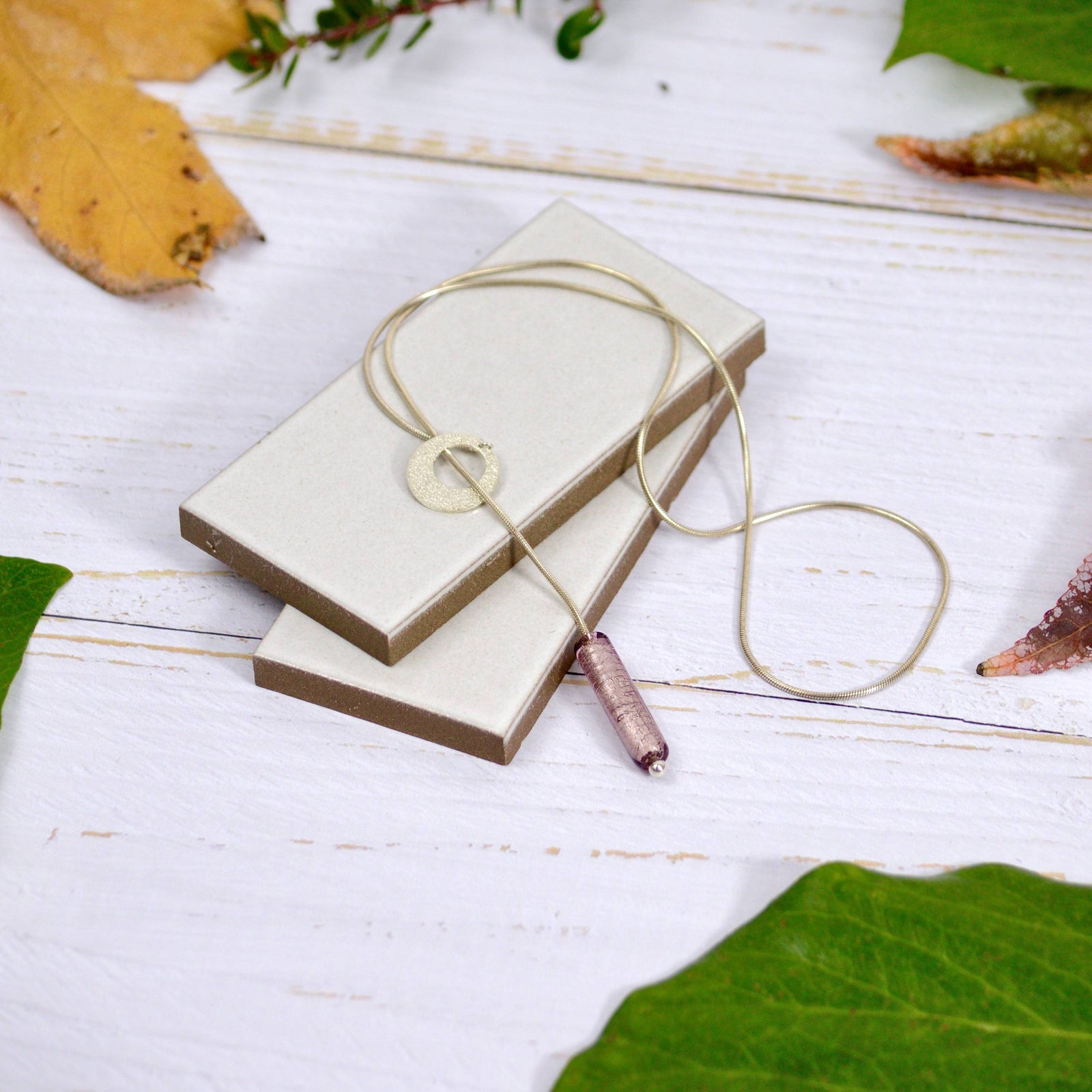 Siena Silver and Murano Glass Necklace & Earrings, Dusty Rose - My Italian Decor