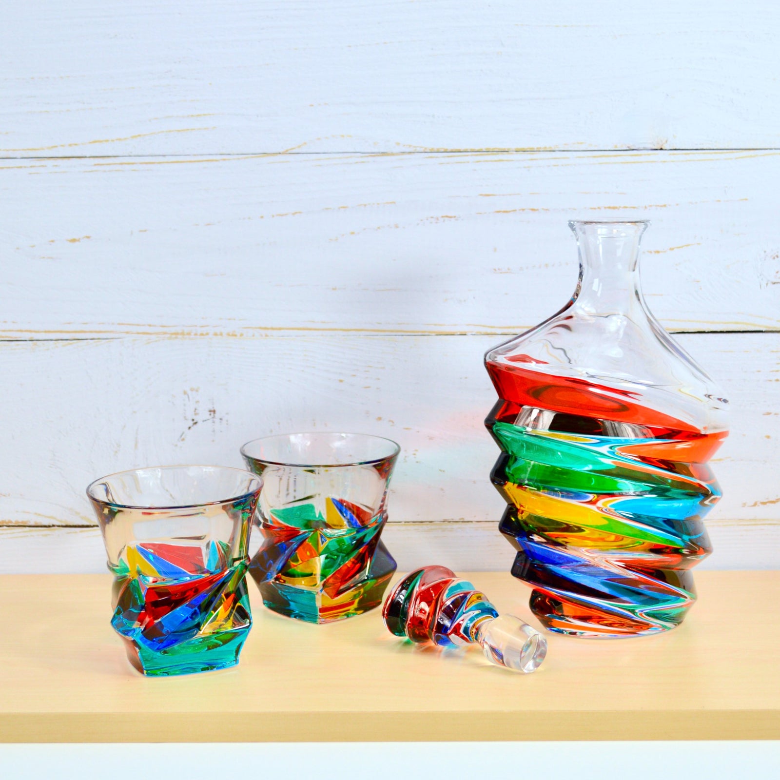 Hand-painted Italian crystal decanter by MyItalianDecor, featuring elegant craftsmanship and detailed design.