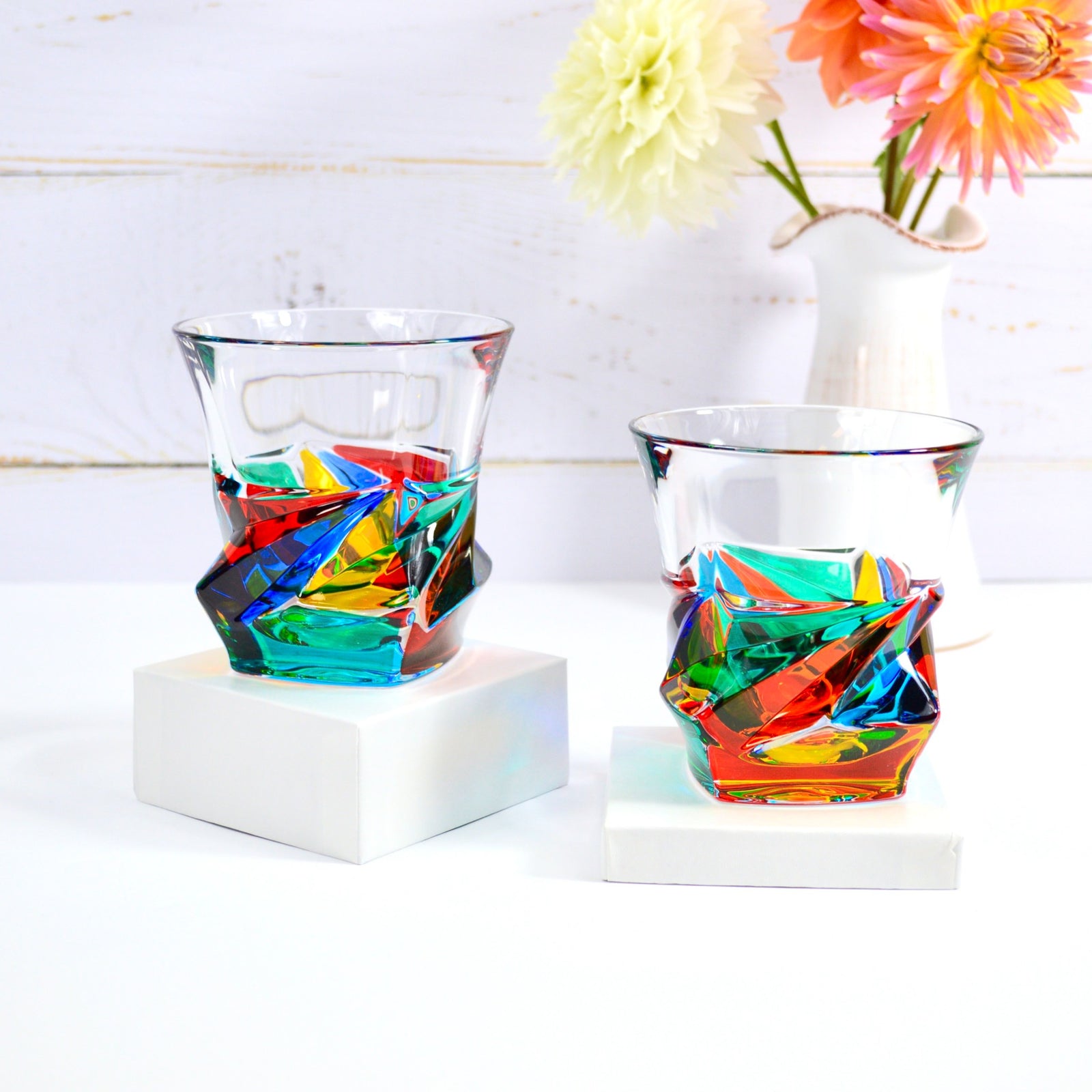 Italian Crystal Dyno Short Drinking Glasses, Set of 2, Made in Italy - My Italian Decor