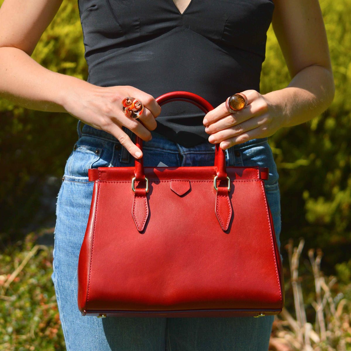 Lizzy &amp; Betta Top Handle Bag, Italian Leather