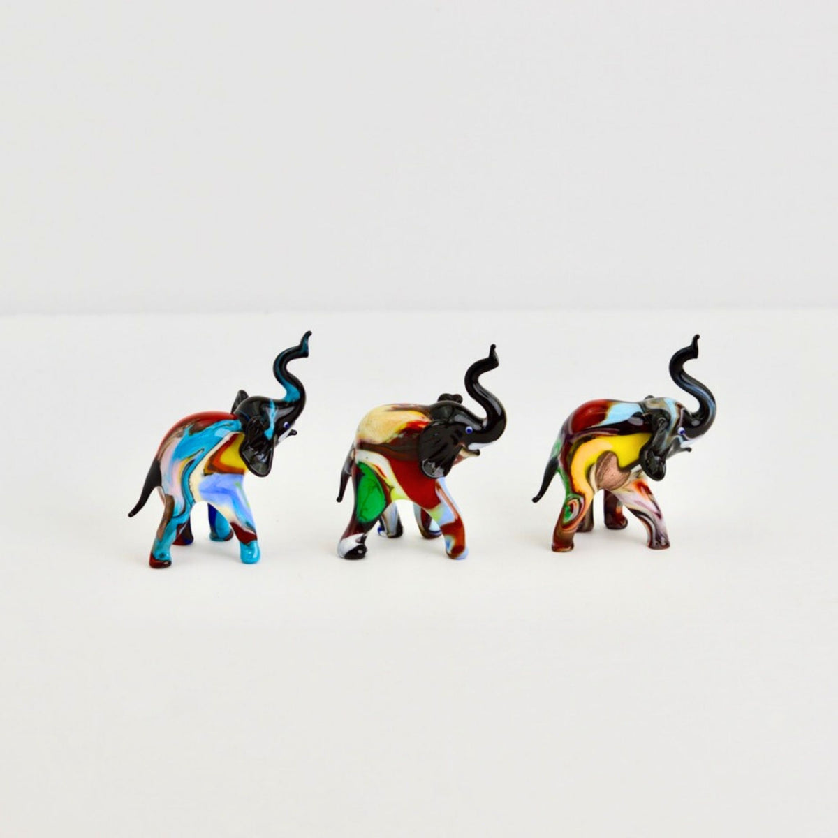 Lamp-worked Glass Elephant Figurine, Millefiori, Made in Italy