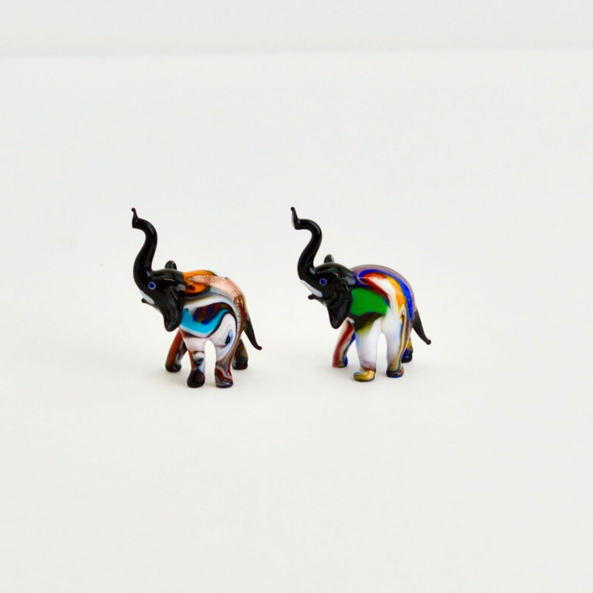 Lamp-worked Glass Elephant Figurine, Millefiori, Made in Italy