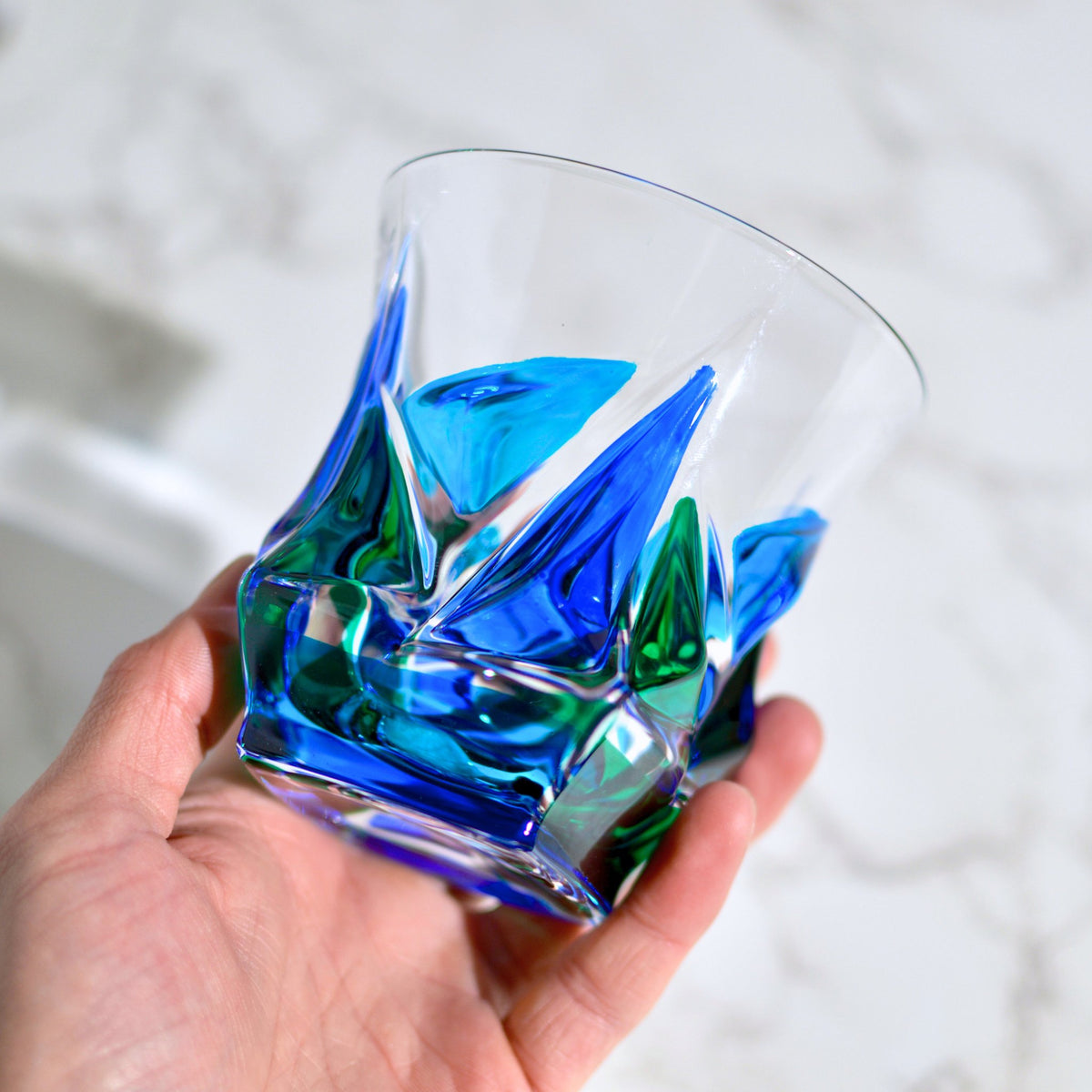 Italian Crystal Empress Drinking Glasses, Blue/Green Set of 2 - My Italian Decor