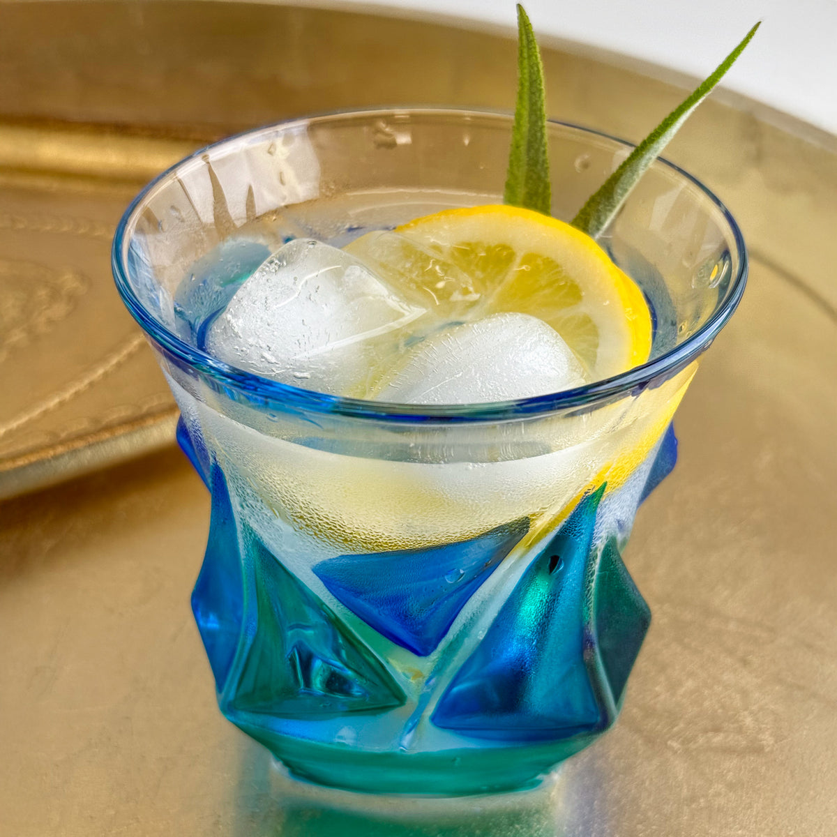 Italian Crystal Empress Drinking Glasses, Blue/Green Set of 2 - My Italian Decor