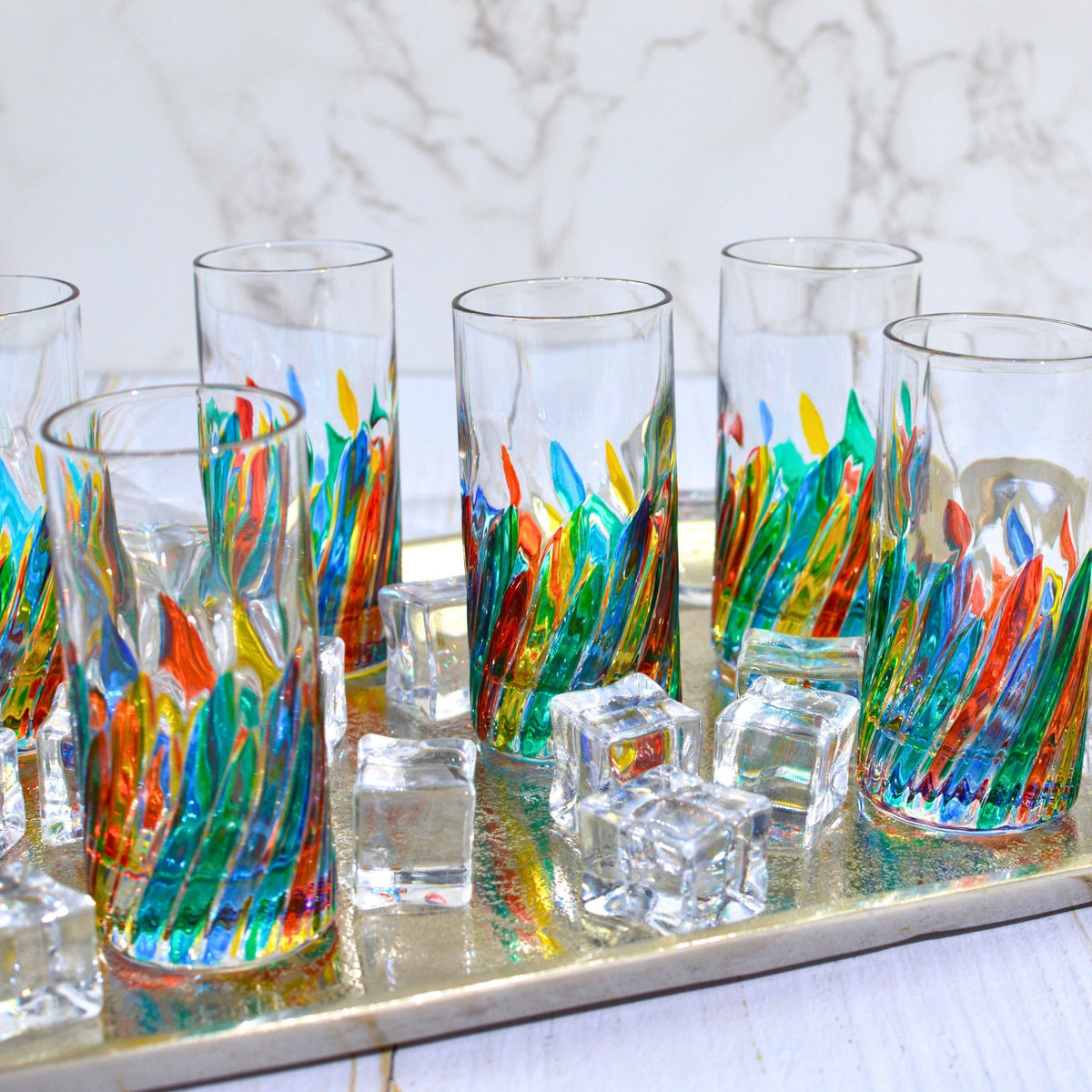 Enchanted Tall Shot Glass, Hand-Painted Italian Crystal - My Italian Decor