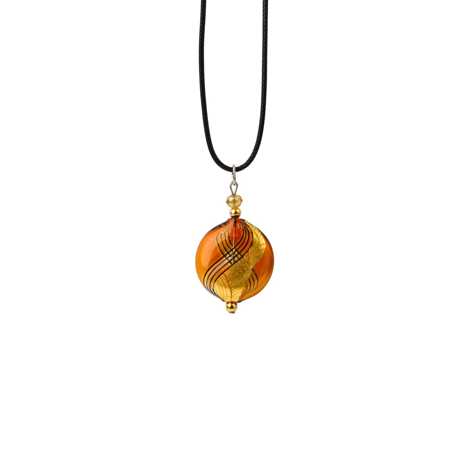 Small Murano Glass Aria Necklace, Amber, Multi-Colored or Black, Handcrafted in Italy - My Italian Decor