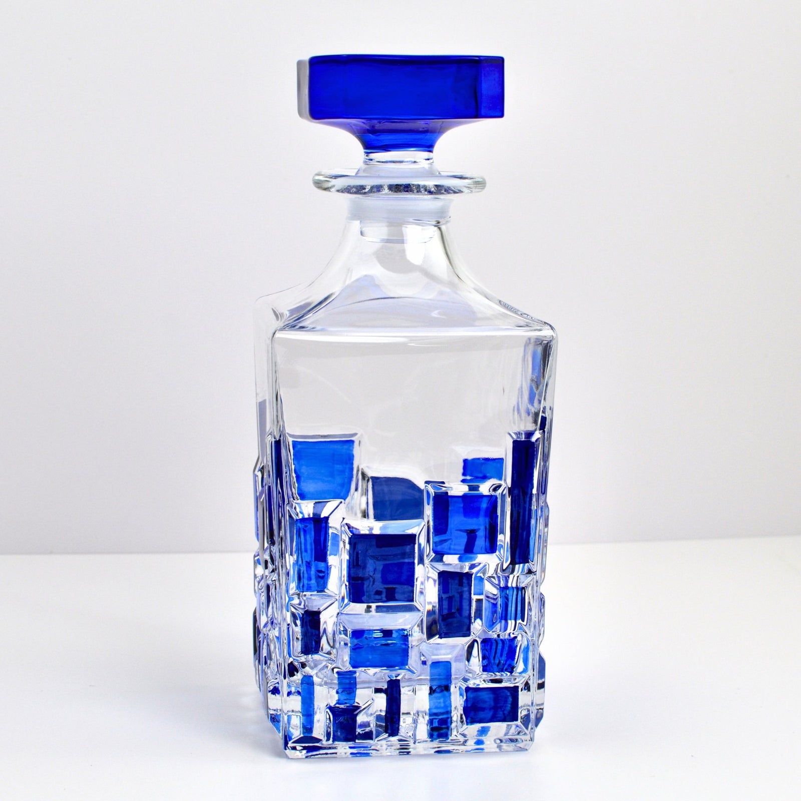 Etna Hand-Painted Italian Crystal Decanter, Sapphire Blue - My Italian Decor