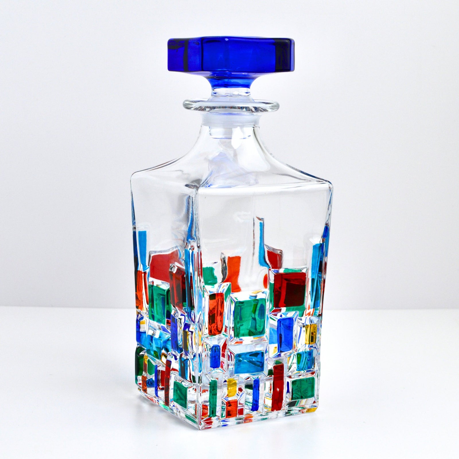 Etna Hand-Painted Italian Crystal Decanter, Multi-color, Made in Italy - My Italian Decor