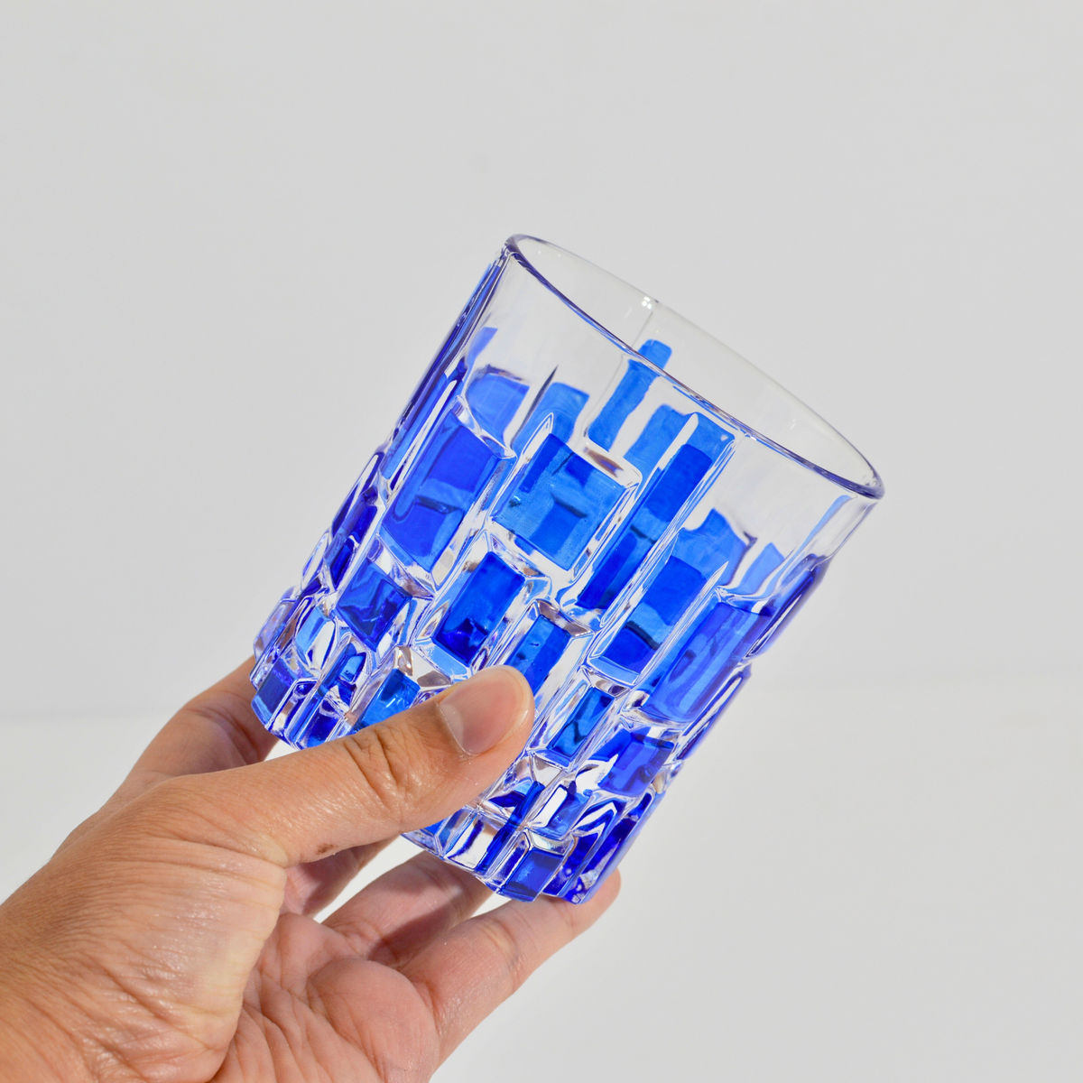 Etna Hand Painted Italian Crystal Short Glasses, Blue