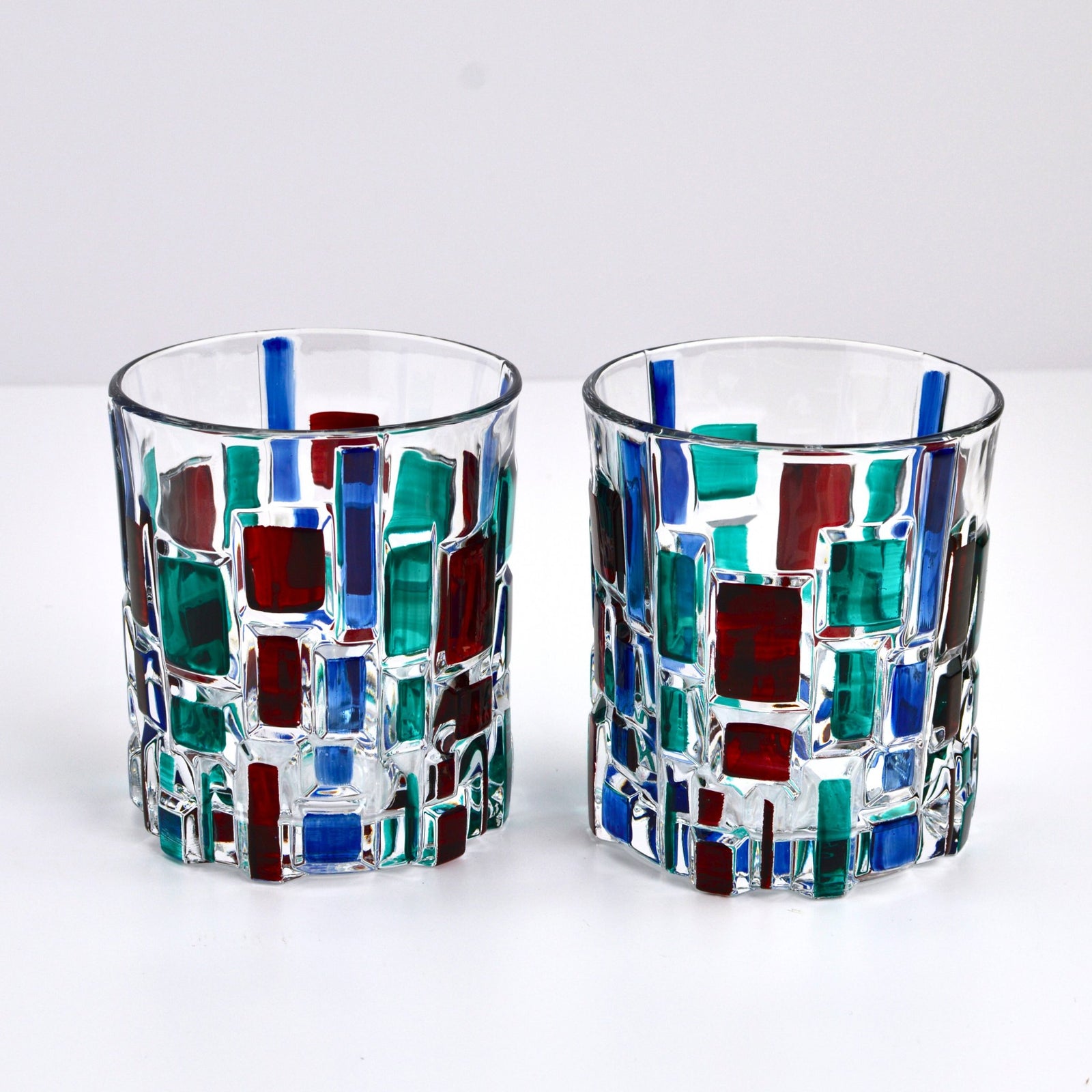 Etna Hand Painted Italian Crystal Short Glasses, Multi-Dusk, Set of 2 - My Italian Decor