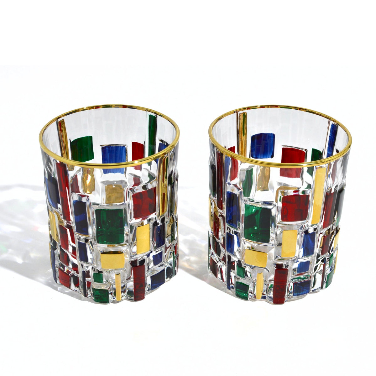 Etna Gold and Multi-Dusk Italian Crystal Short Glasses