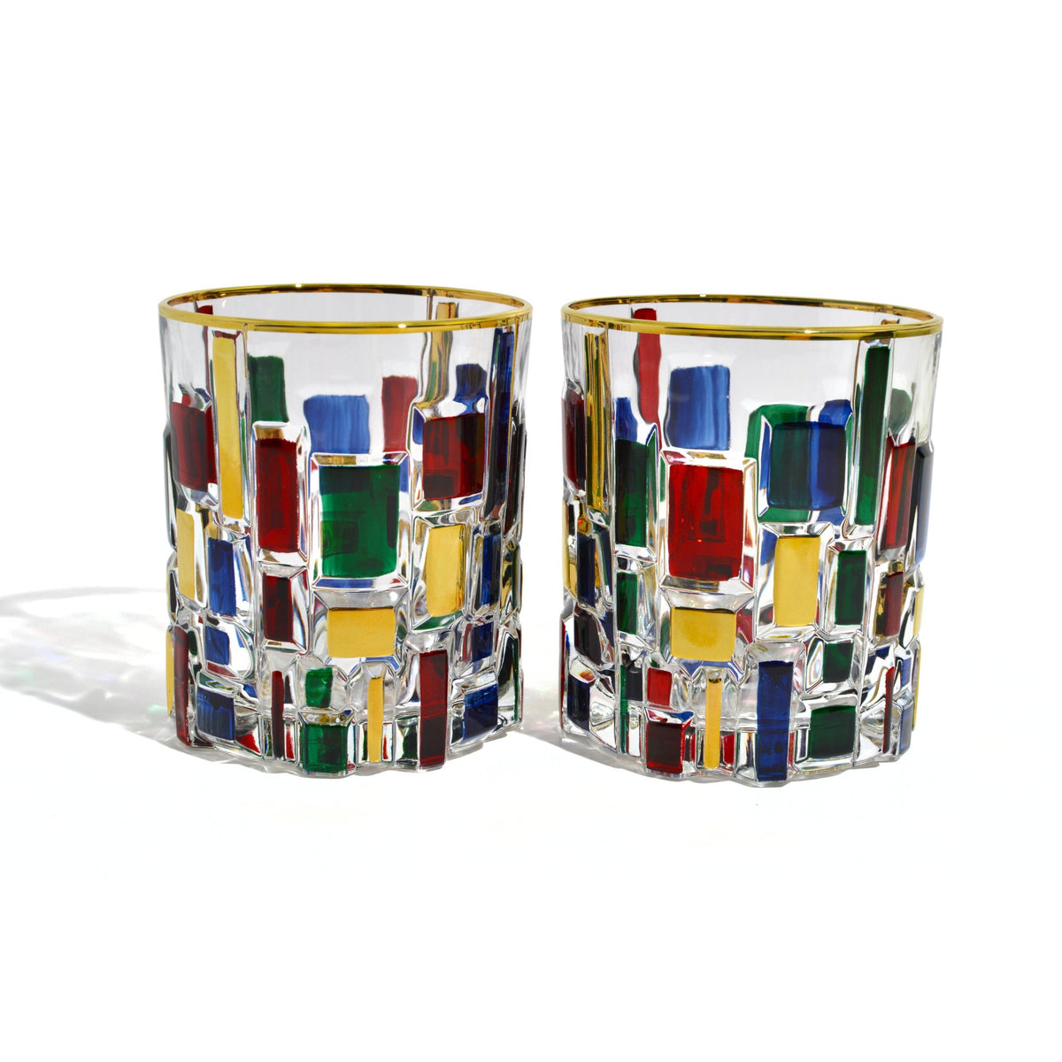 Etna Gold and Multi-Dusk Italian Crystal Short Glasses