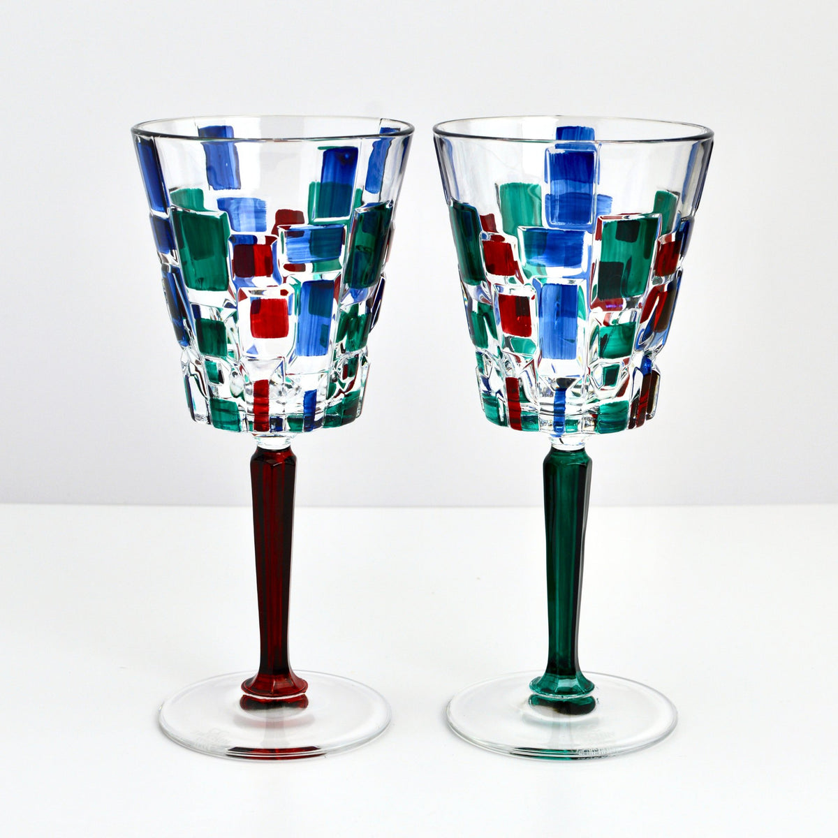 Etna Hand Painted Italian Crystal Wine Glasses, Set of 2, Multi-Dusk